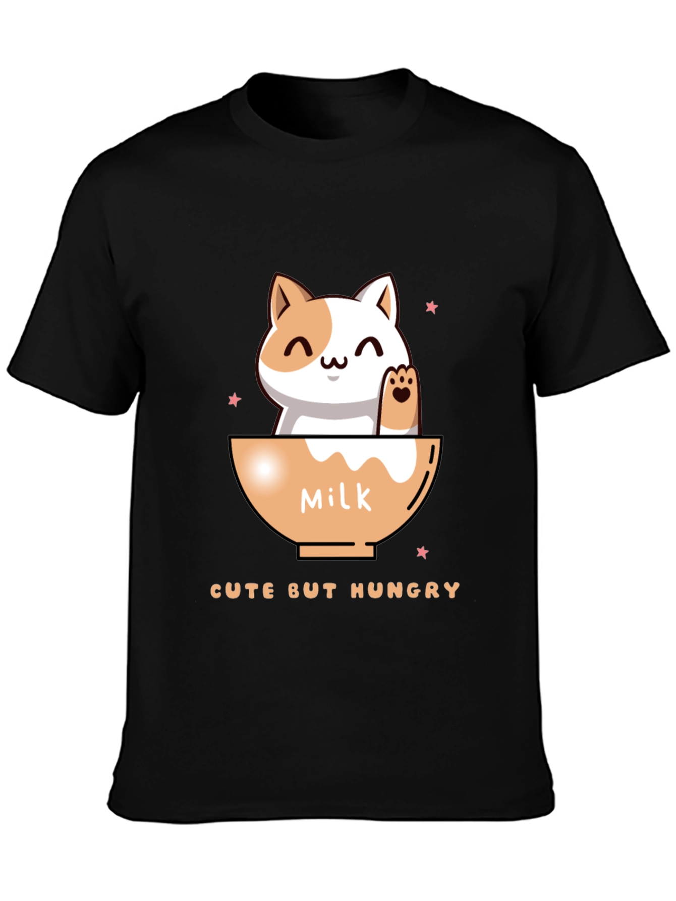 Black Cute But Hungry Cat Graphic Tee view 3