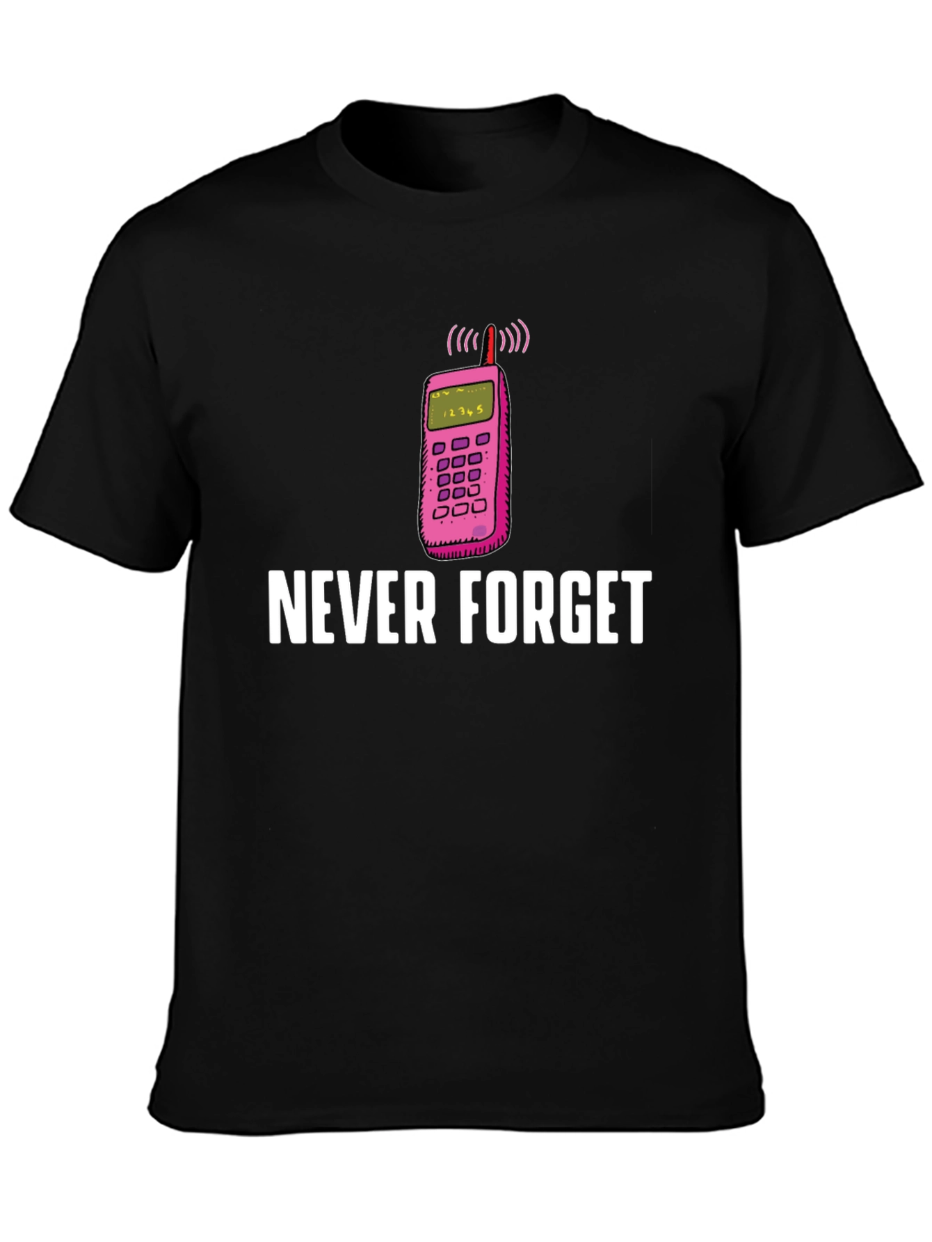 Black Retro Phone T-Shirt - Never Forget view 3