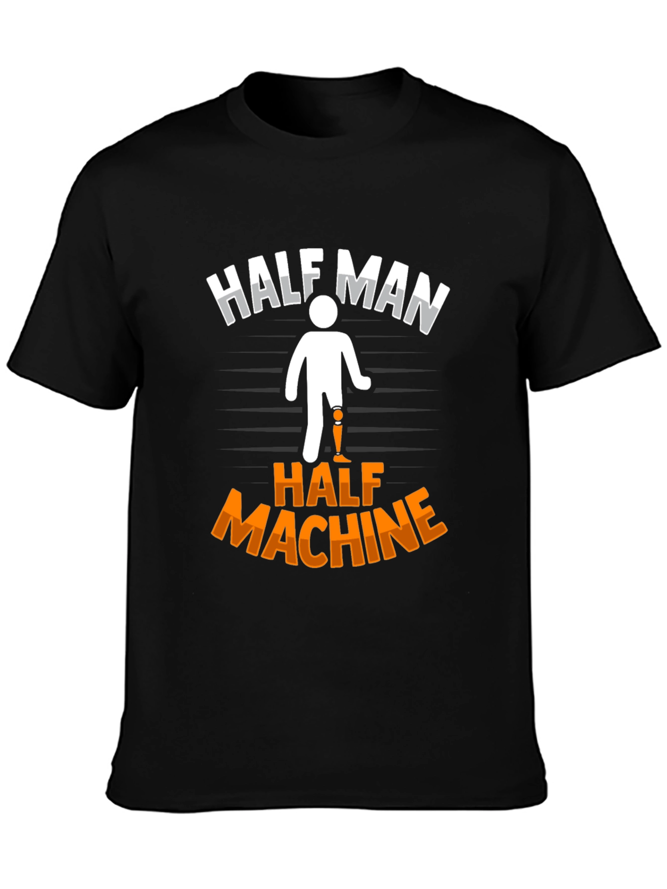 Black Half Man Half Machine Graphic Tee view 3