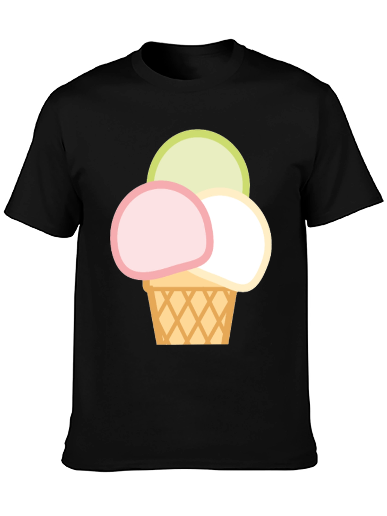 Black Ice Cream Scoop Graphic Tee - Casual Cotton T-Shirt view 3