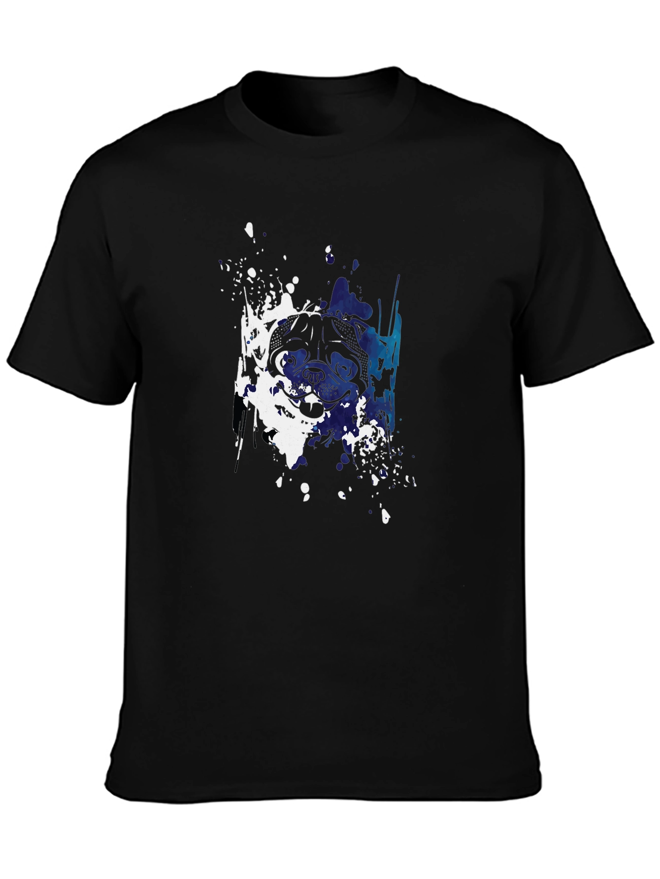 Black Dog Splatter Art Black T-Shirt view 3