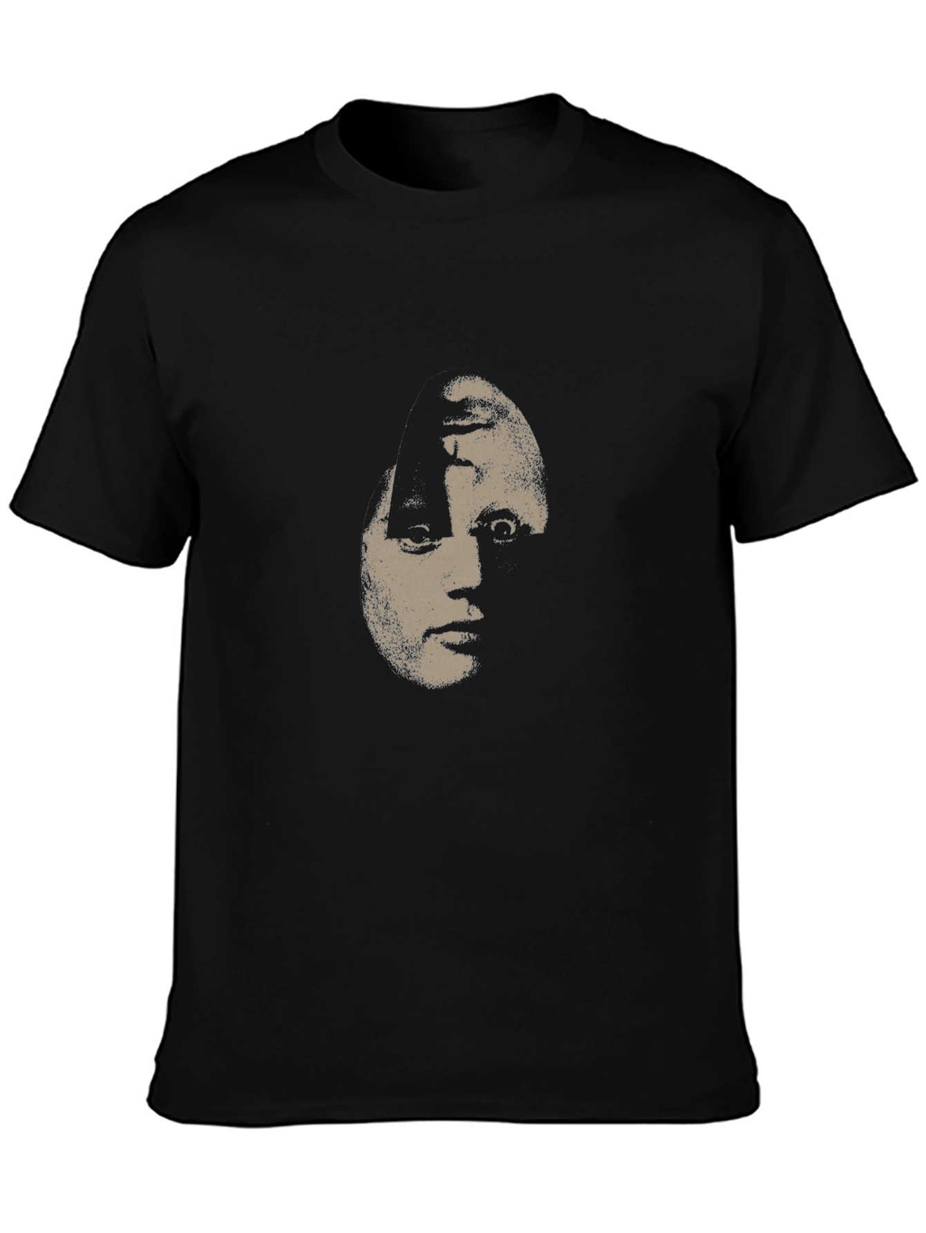 Black Creepy Face Graphic Black T-Shirt view 3