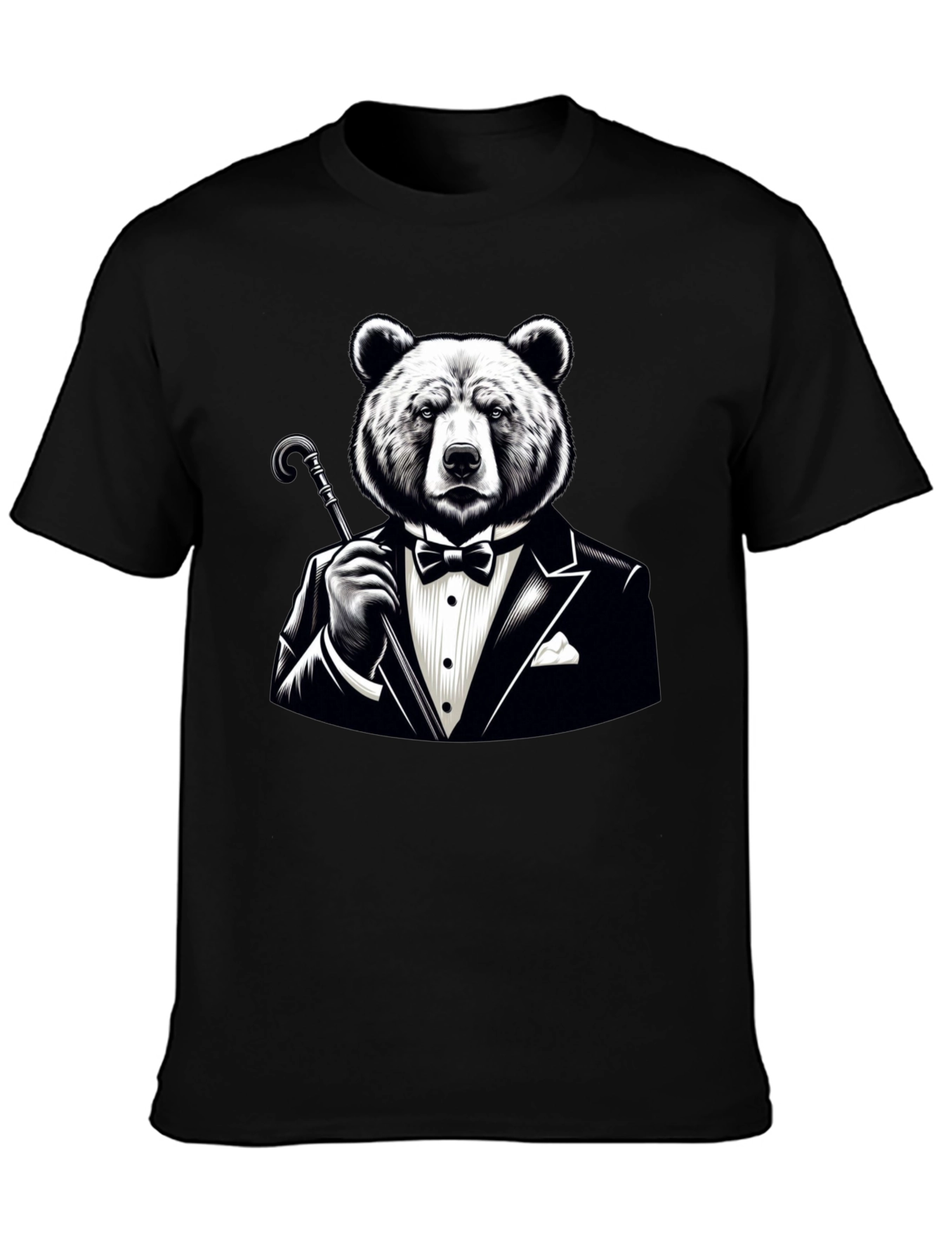 Black Bear in Tuxedo Graphic T-Shirt - Stylish Novelty Tee view 3