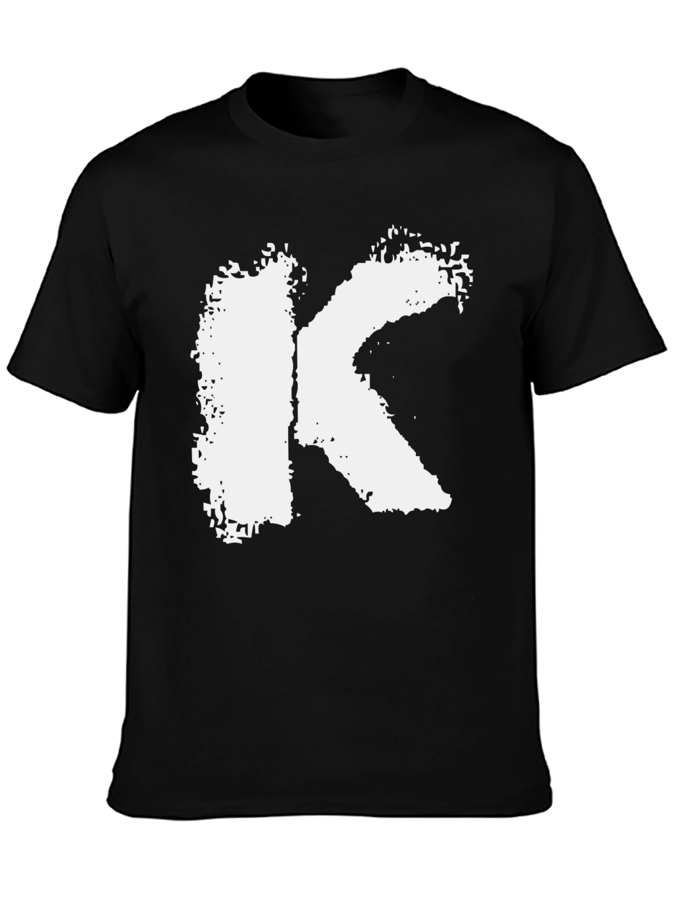 Black Bold White Letter K Graphic Black T-Shirt view 3