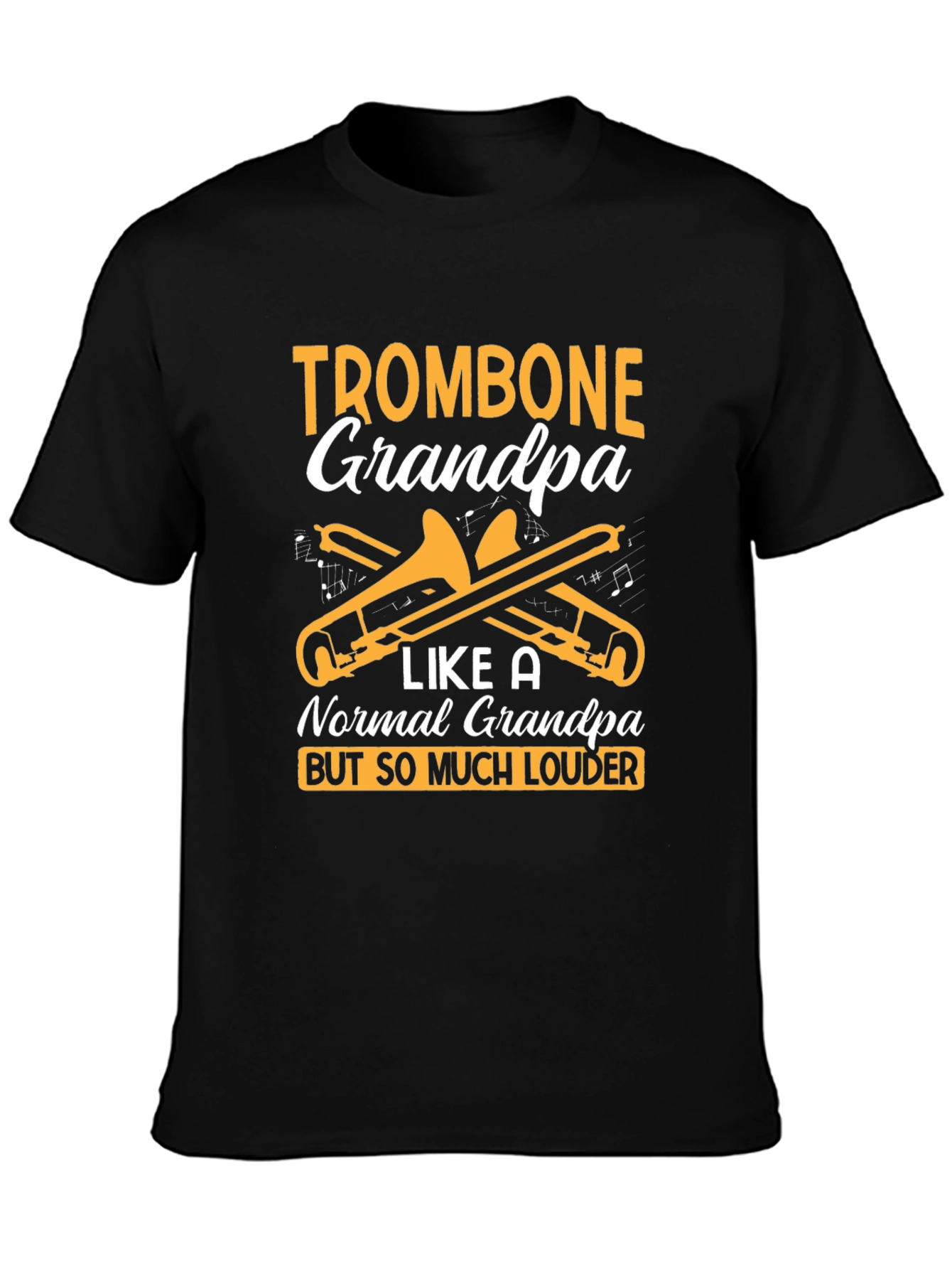 Black Trombone Grandpa T-Shirt - Loud & Proud Musician view 3
