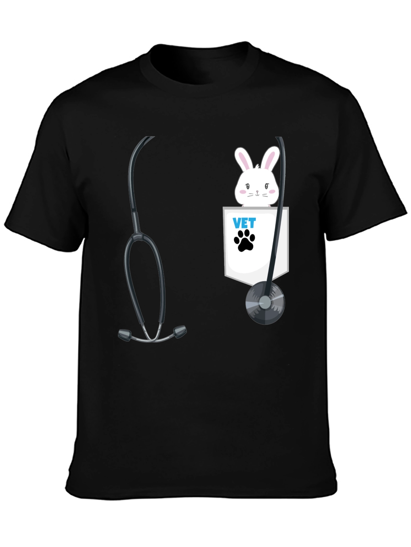 Black Vet Bunny Pocket T-Shirt view 3
