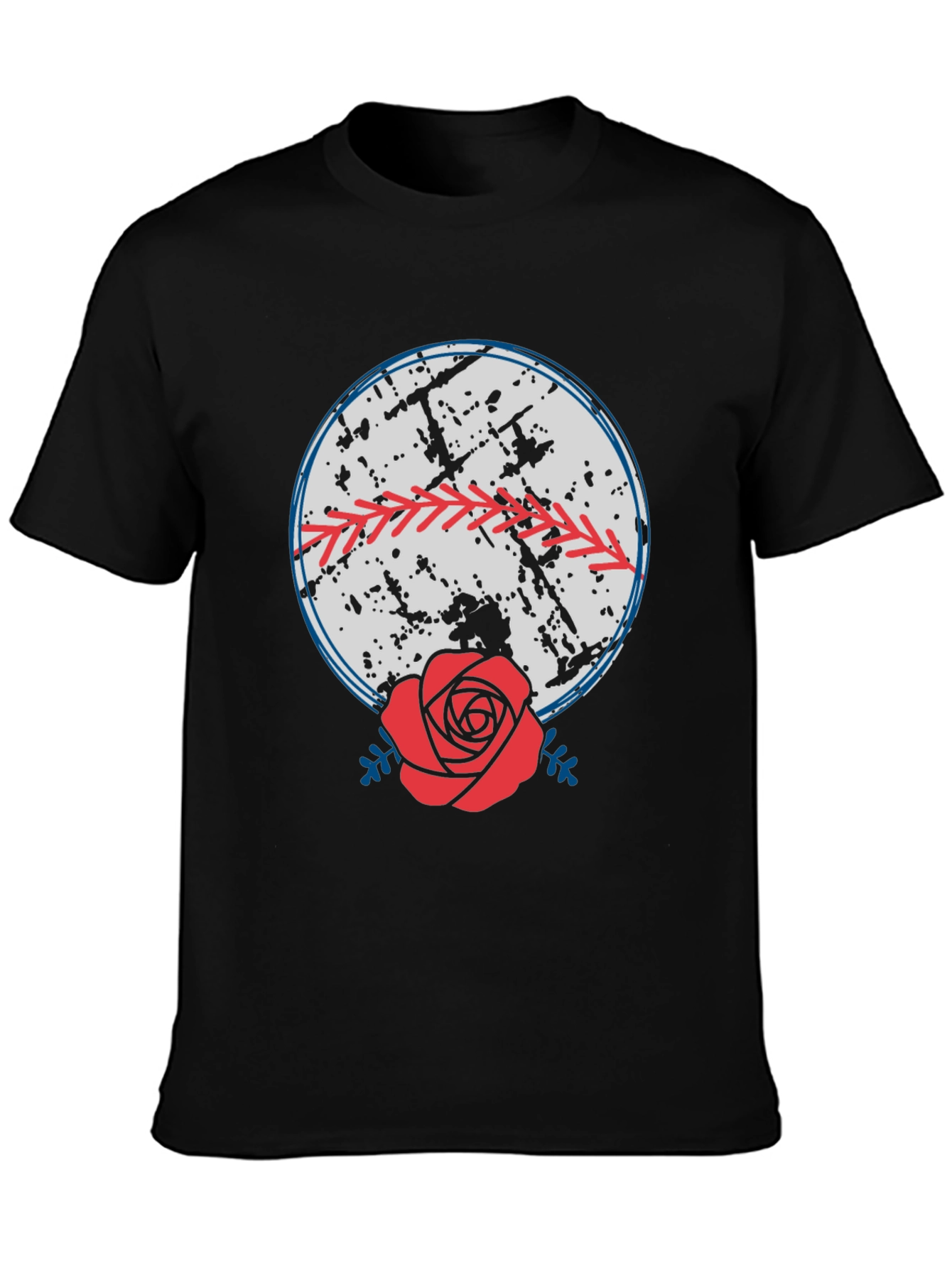 Black Baseball & Rose Graphic Tee - Stylish Comfort view 3