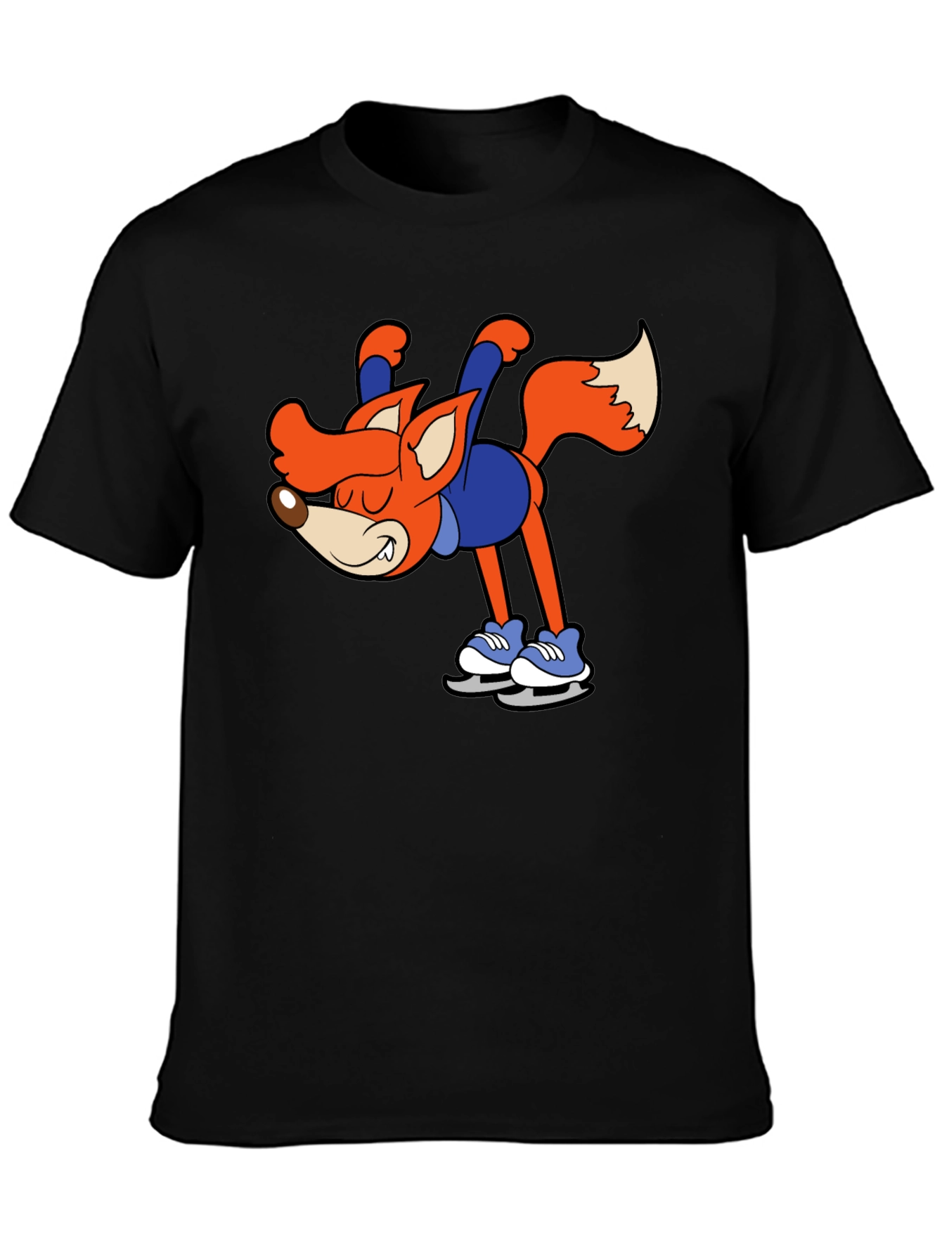 Black Skating Fox Graphic T-Shirt view 3