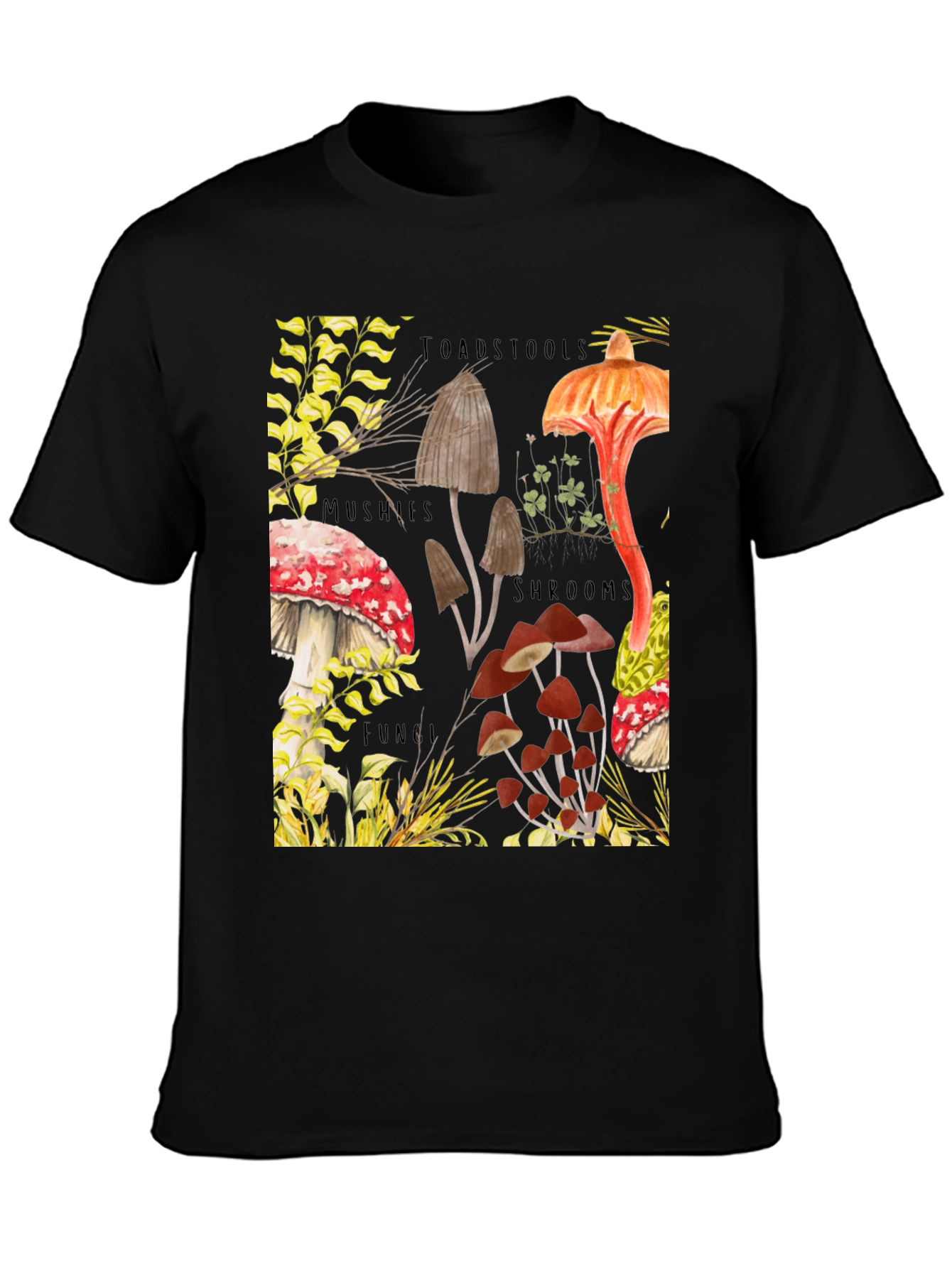 Black Mushroom Print T-Shirt - Fun Guy Apparel view 3