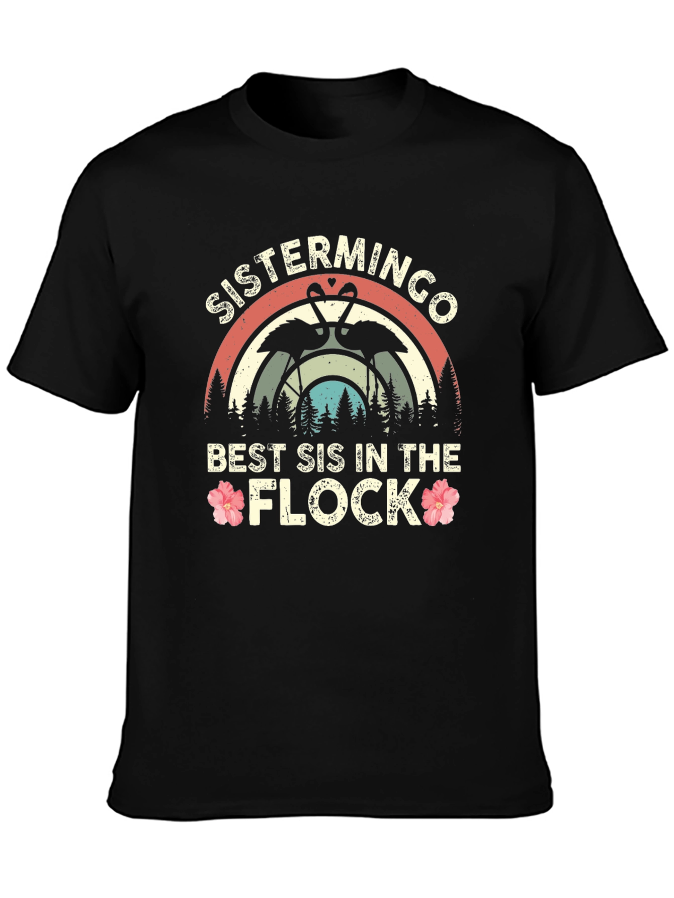 Black Sistermingo Best Sis in the Flock Black T-Shirt view 3