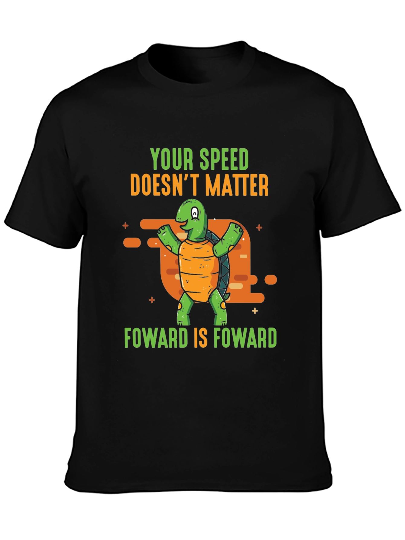 Black Funny Turtle Graphic T-Shirt - Your Speed Doesn't Matter view 3