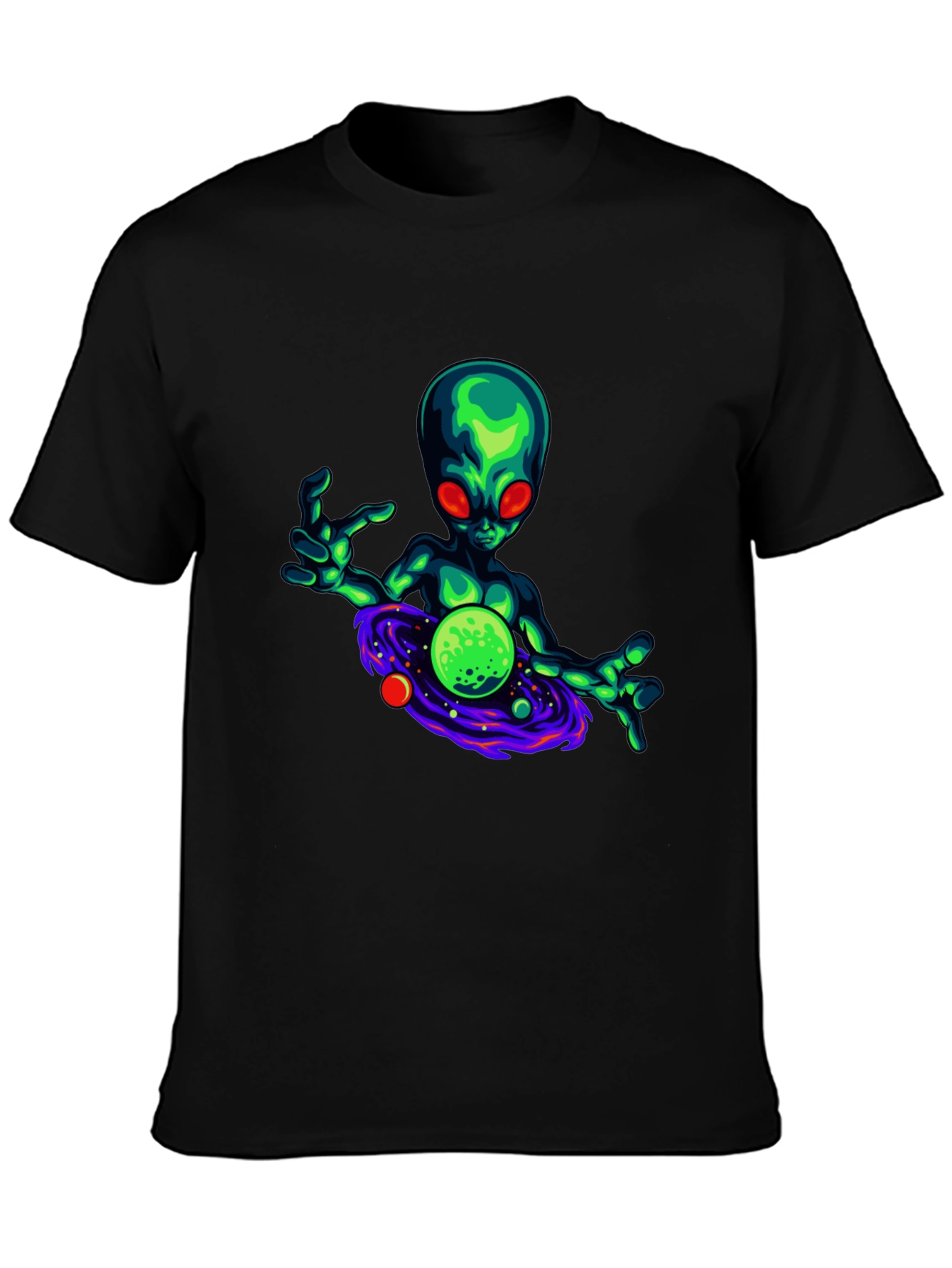Black Alien Graphic T-Shirt - Black Cotton Blend view 3