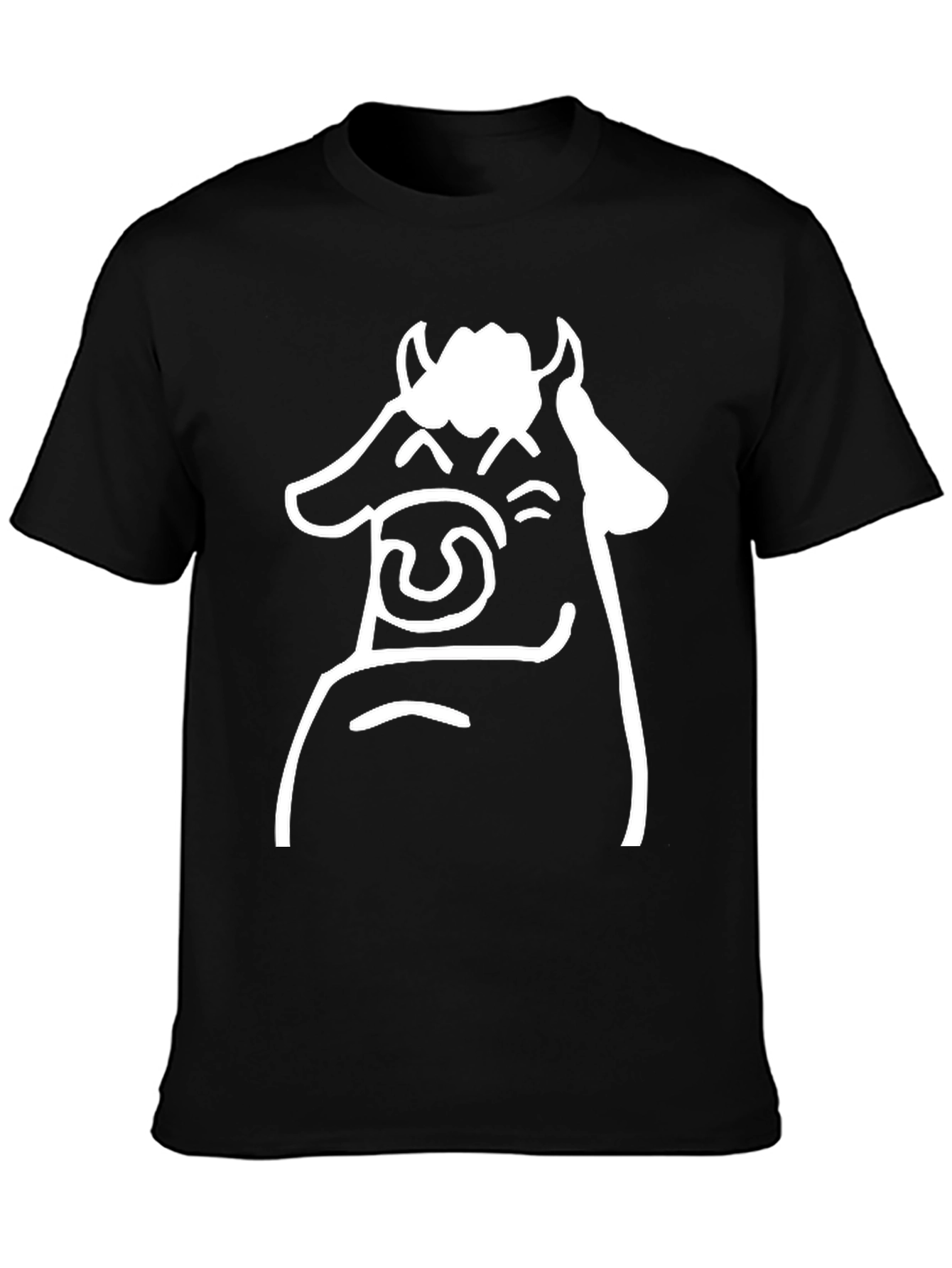 Black Cartoon Cow Graphic Tee - Black T-Shirt view 3
