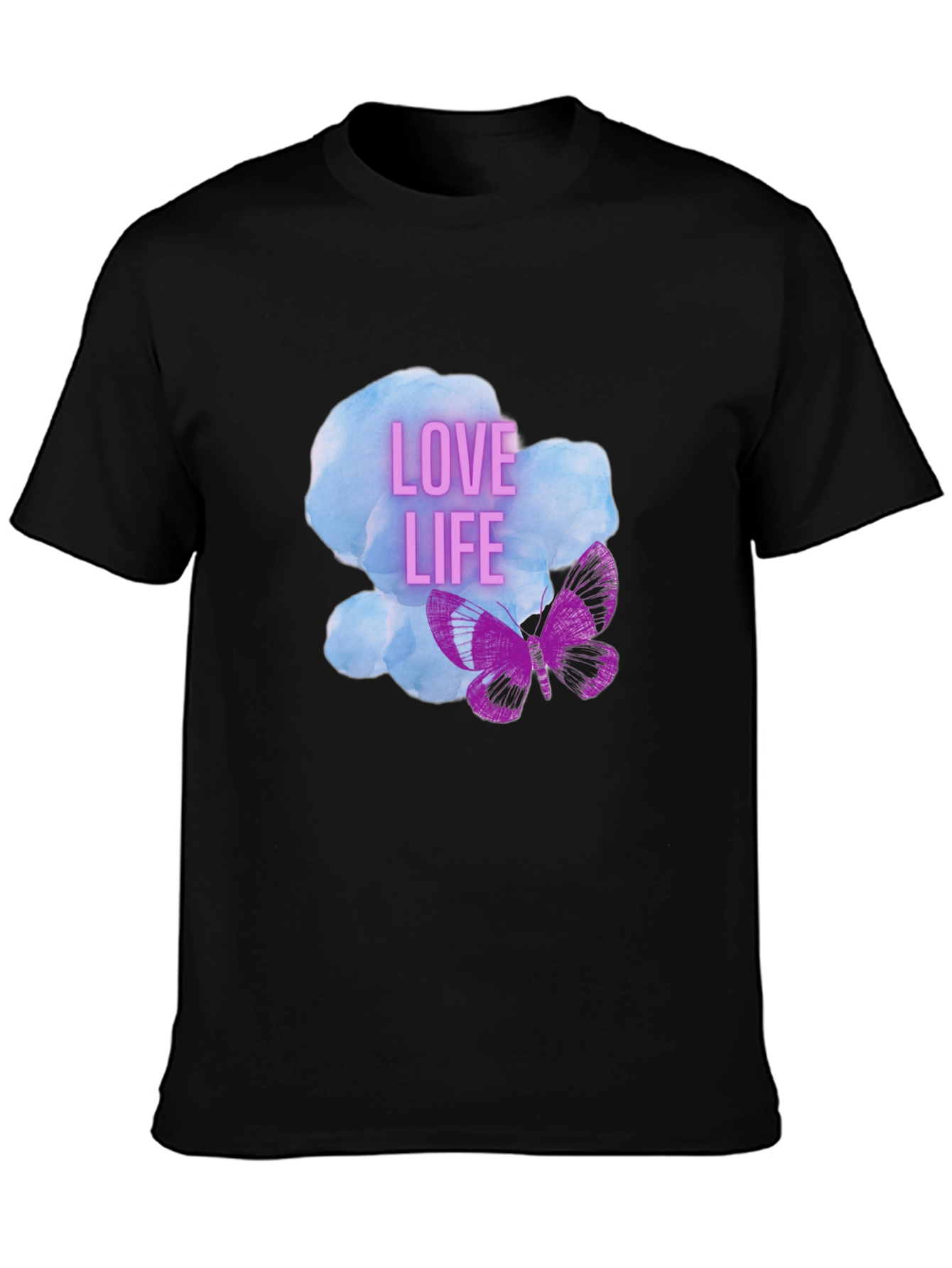 Black Love Life Butterfly Graphic Tee - Stylish Black T-Shirt view 3