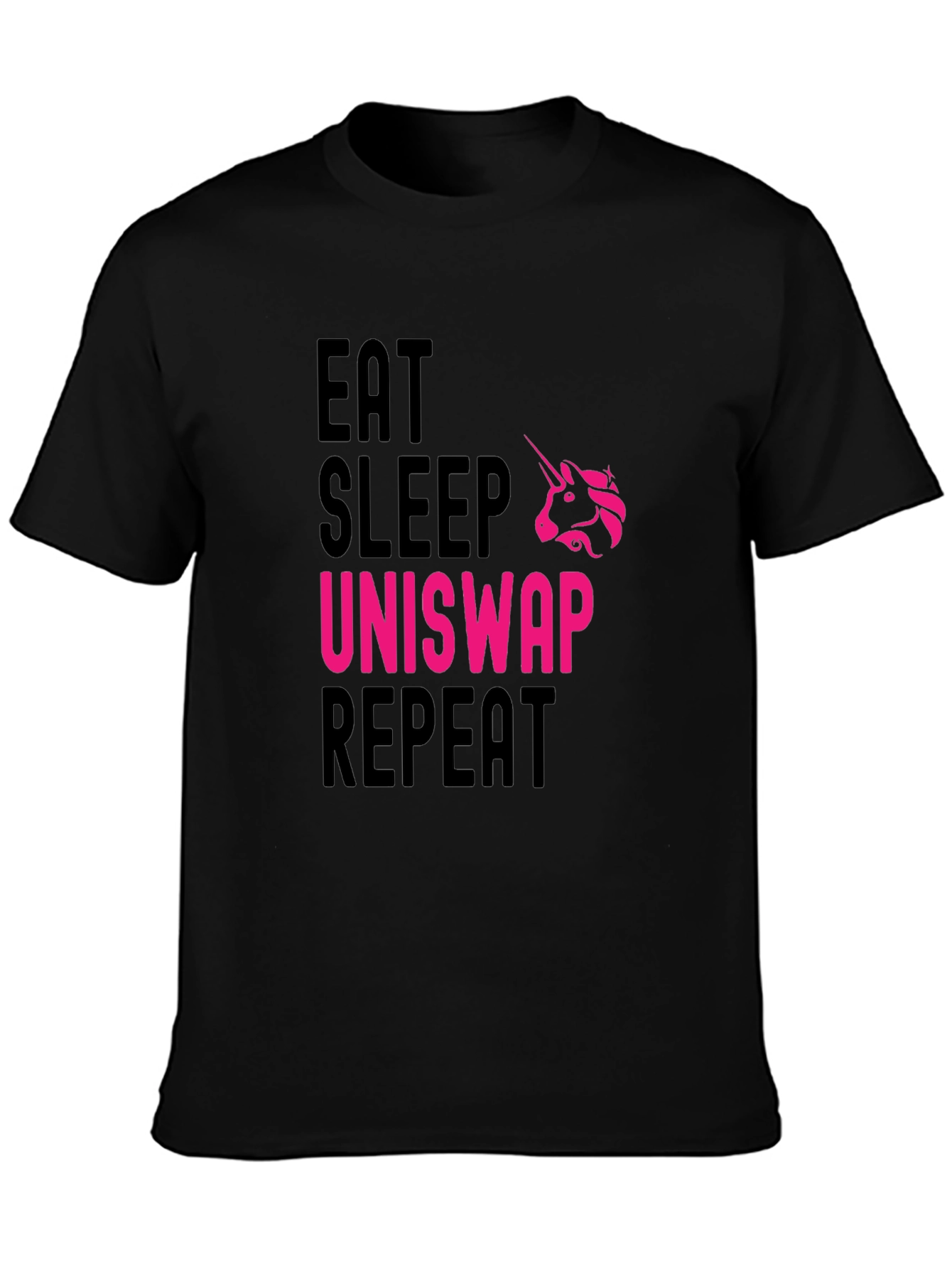 Black Eat Sleep Uniswap Repeat Black T-Shirt view 3