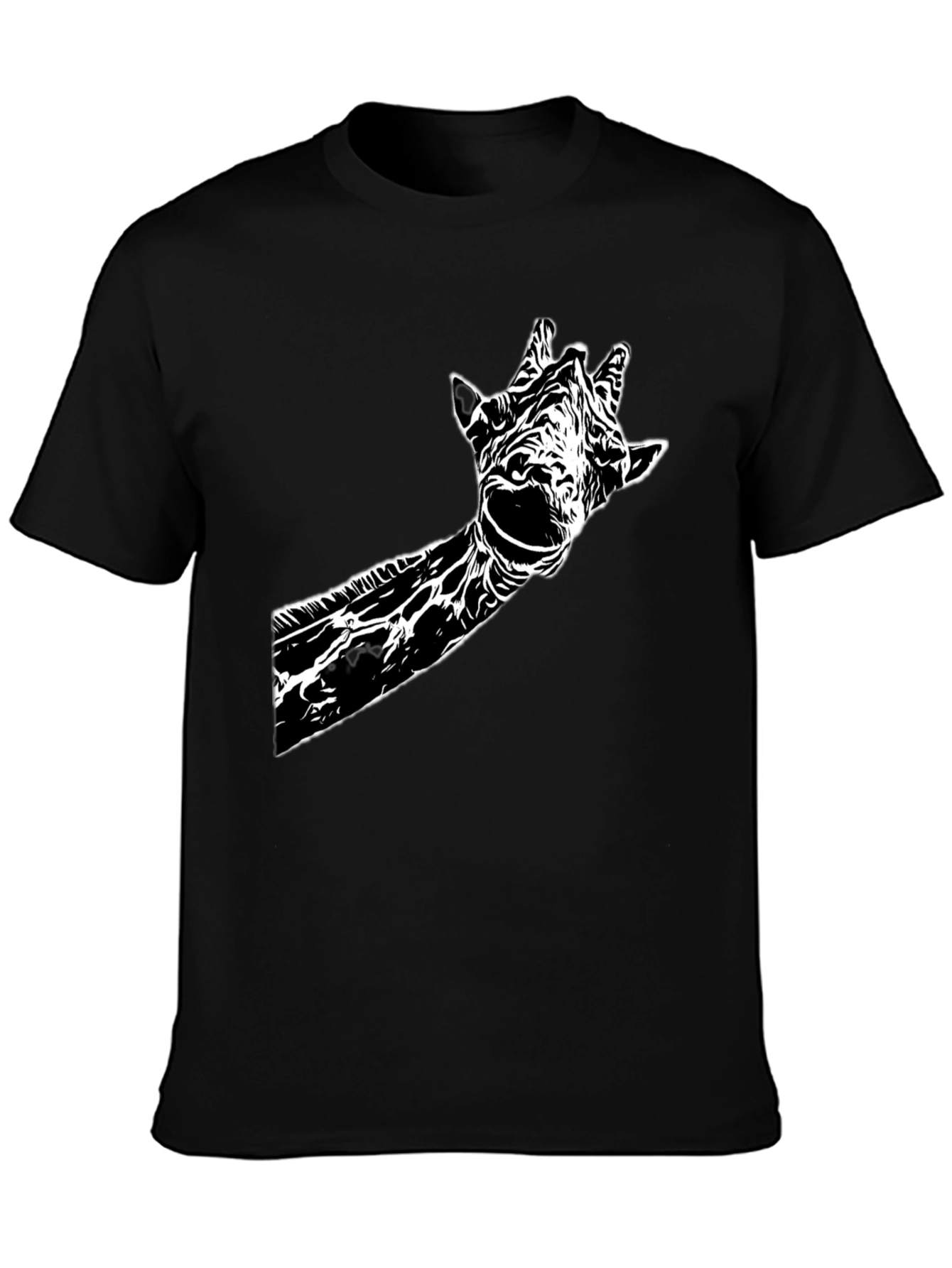 Black Giraffe Graphic Tee - Stylish Black Cotton T-Shirt view 3