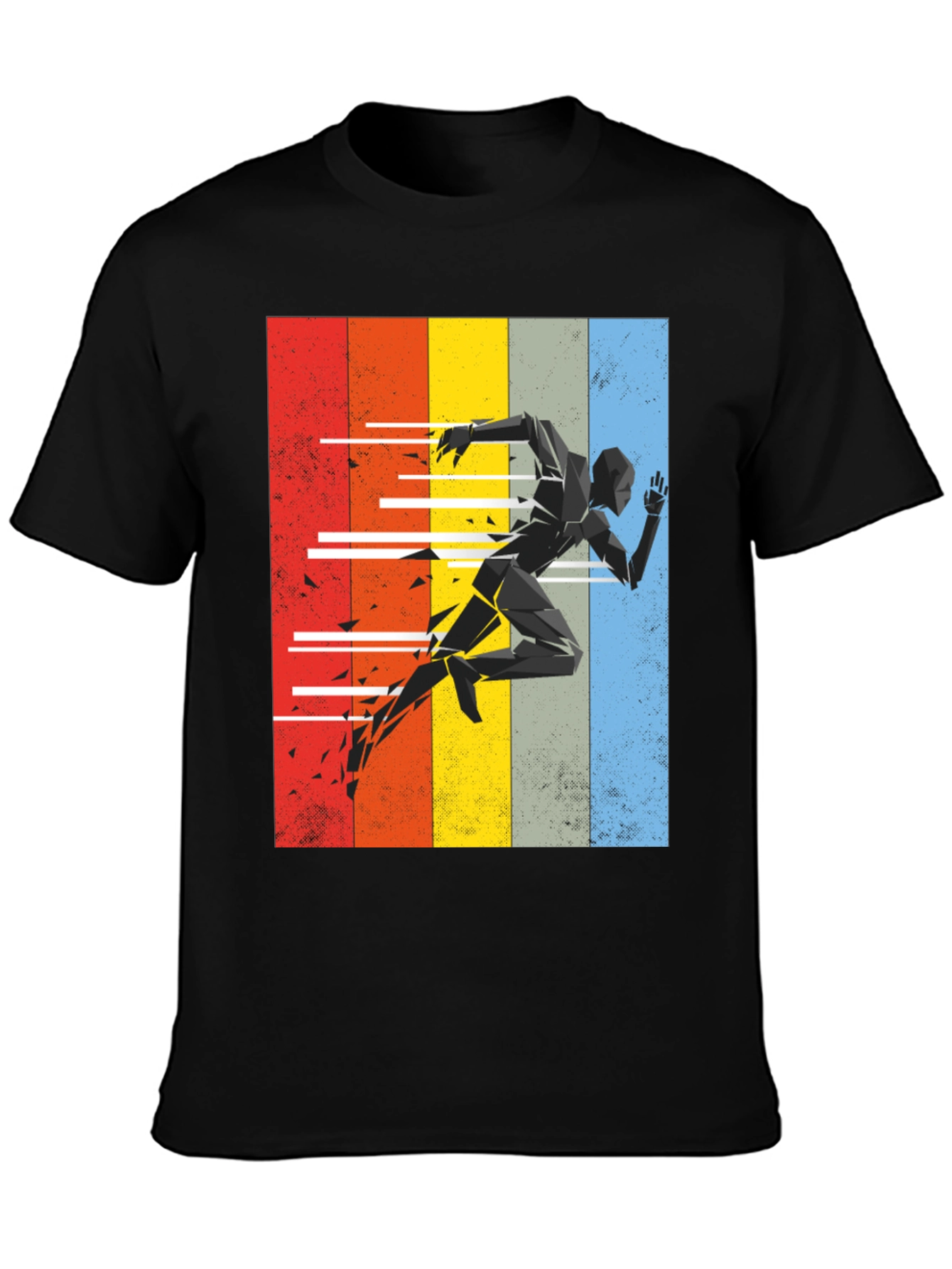 Black Geometric Runner Graphic Tee - Retro Style view 3