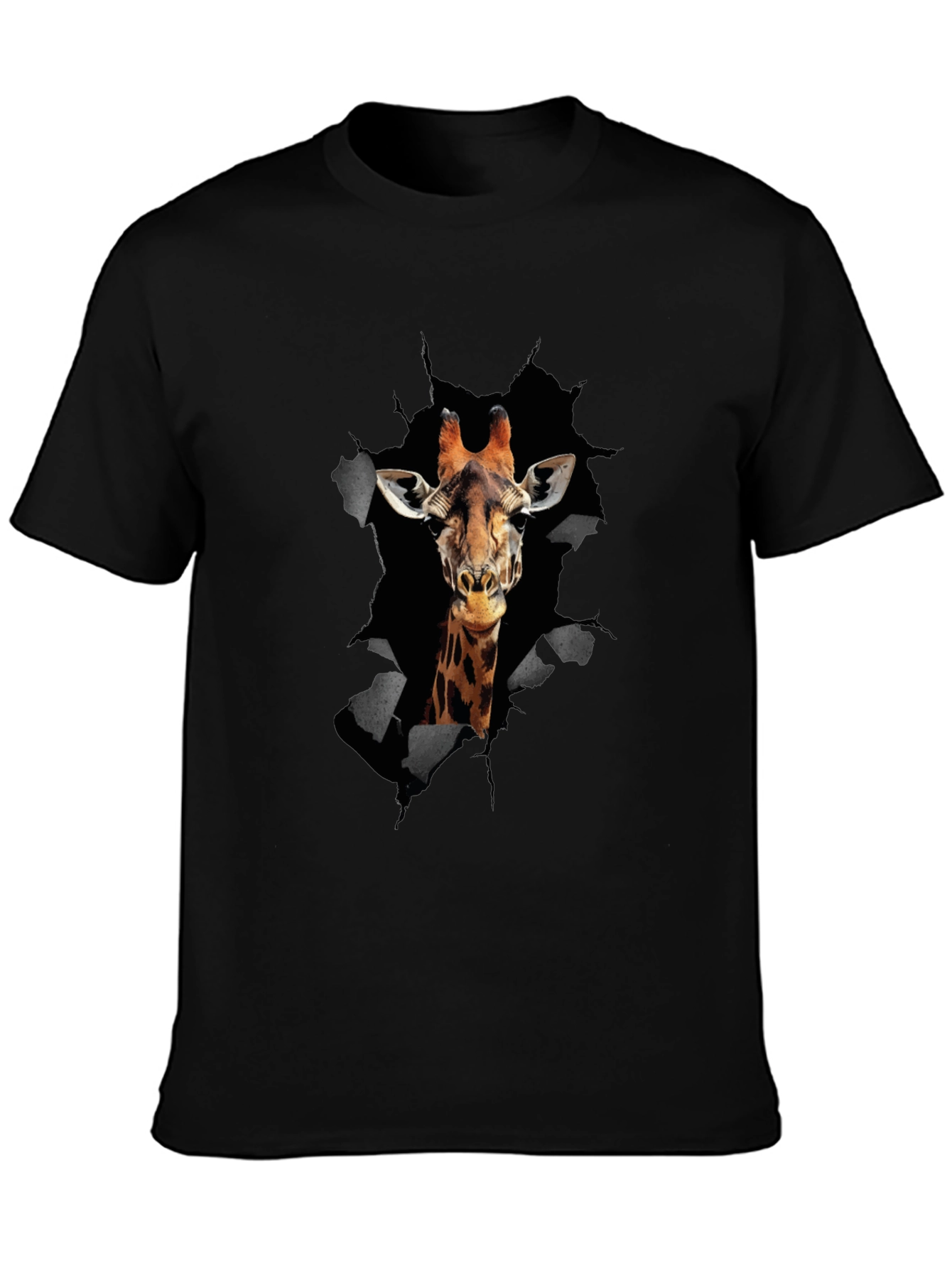 Black Giraffe Graphic Print Men's T-Shirt view 3