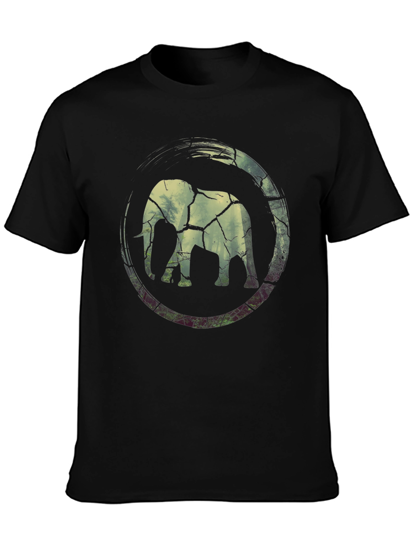 Black Elephant Graphic Print Black T-Shirt view 3