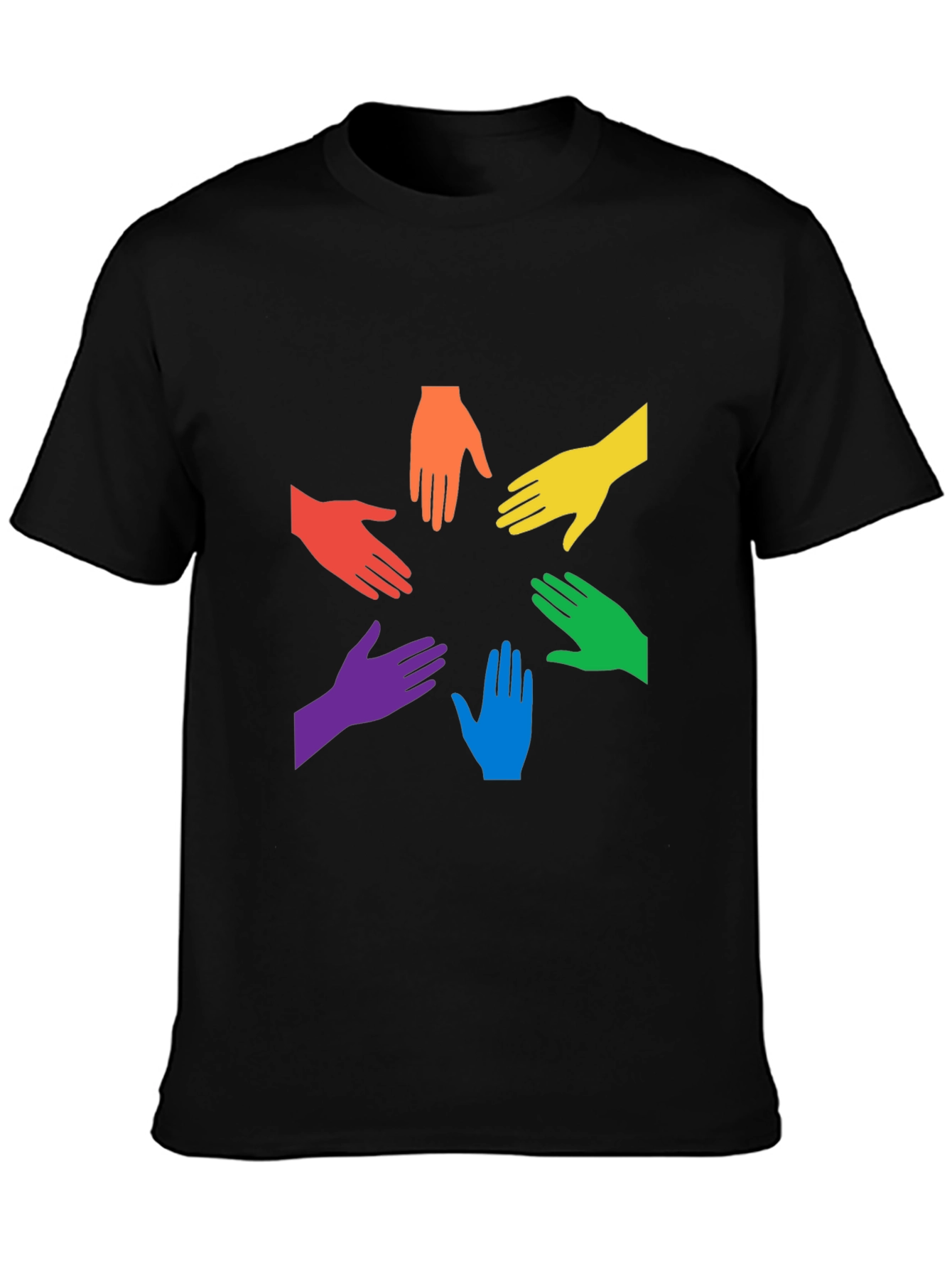 Black Unity Rainbow Hands Graphic T-Shirt view 3