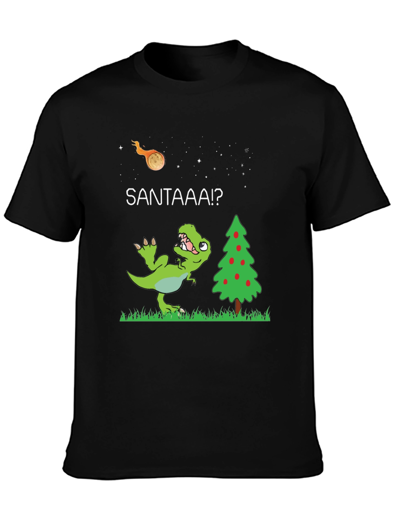 Black Dino Christmas T-Shirt: Santa Meteor! view 3