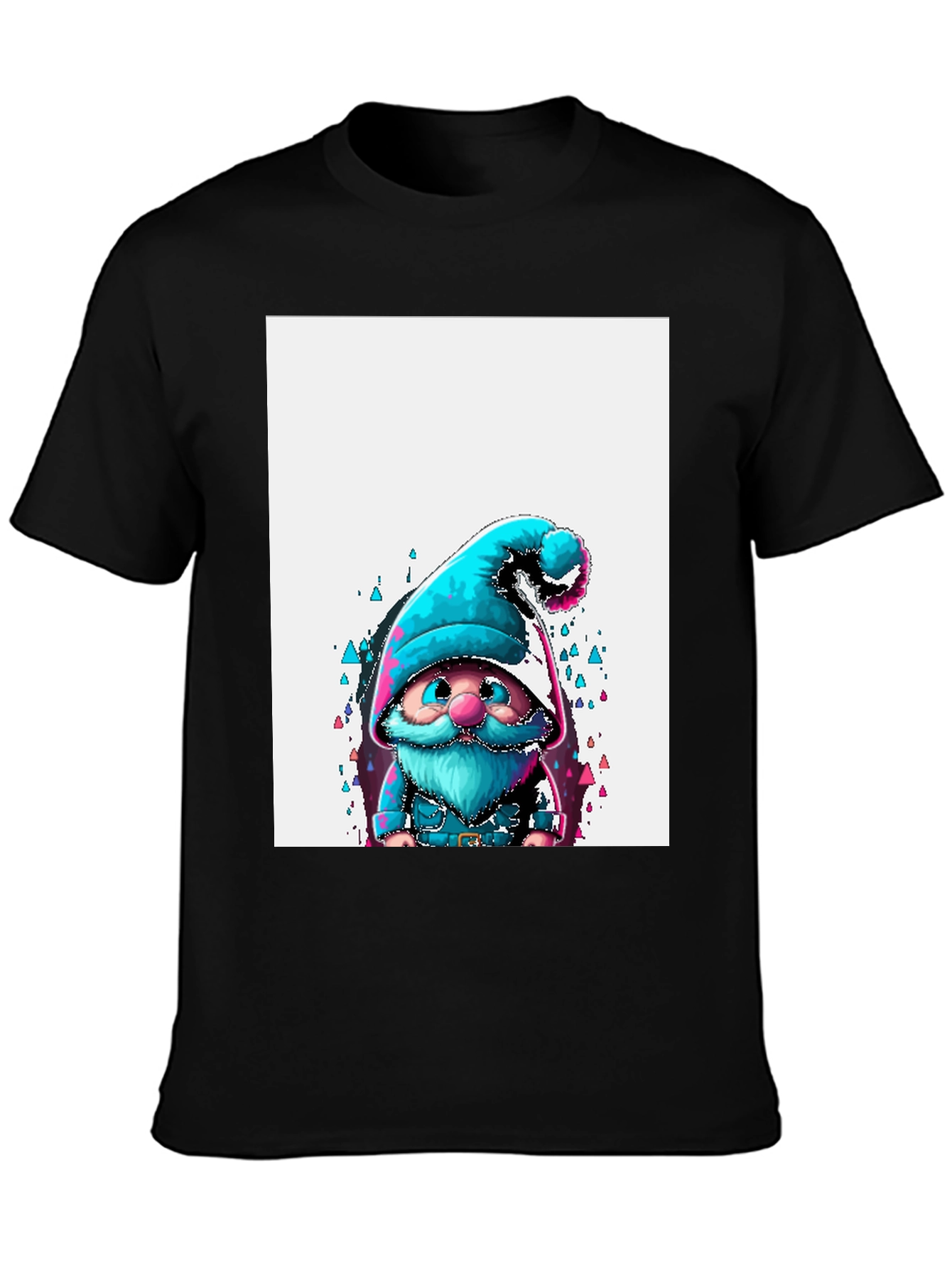 Black Whimsical Gnome Graphic Tee - Black Unisex T-Shirt view 3
