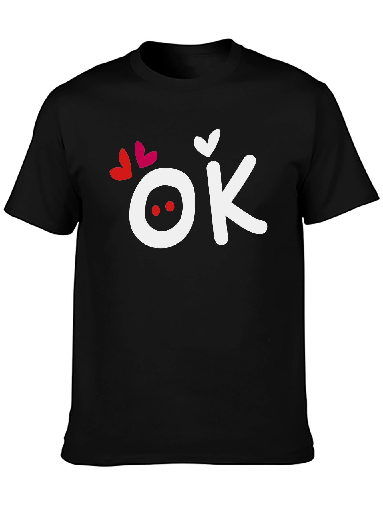 Black OK Hearts Graphic Tee - Soft Black T-Shirt view 3