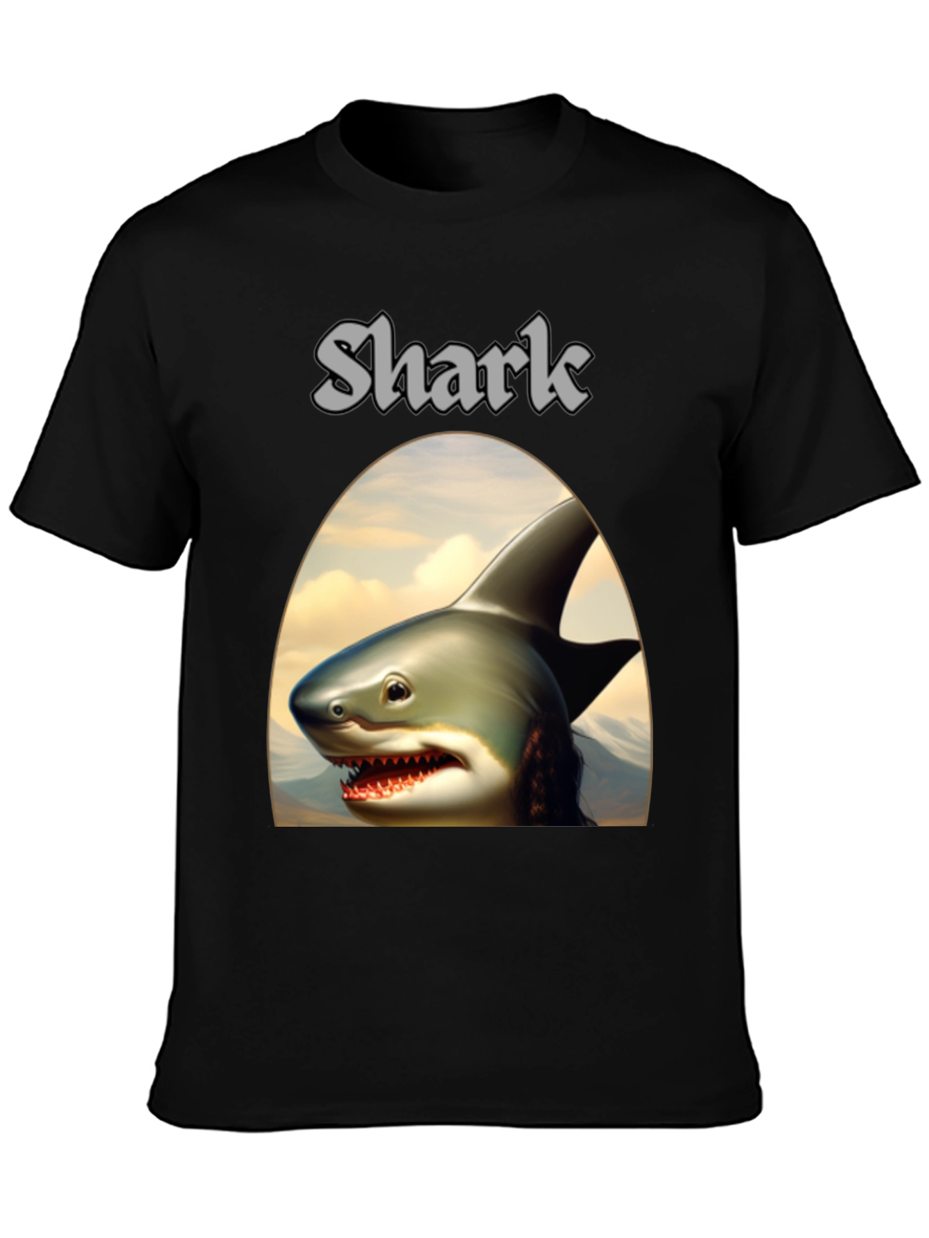 Black Shark Graphic Tee - Black Novelty T-Shirt view 3