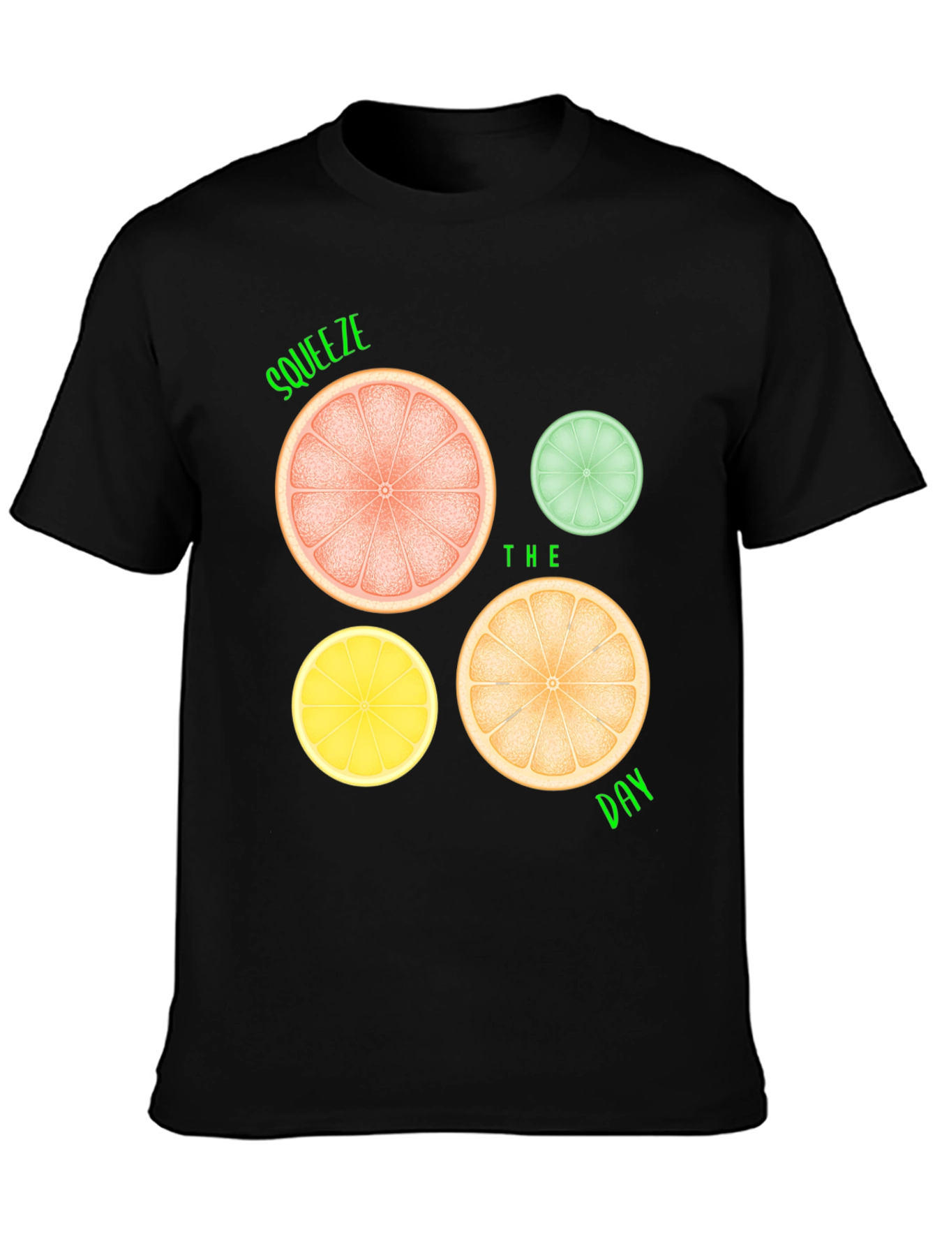 Black Squeeze the Day Graphic Tee - Citrus Fruit Design view 3