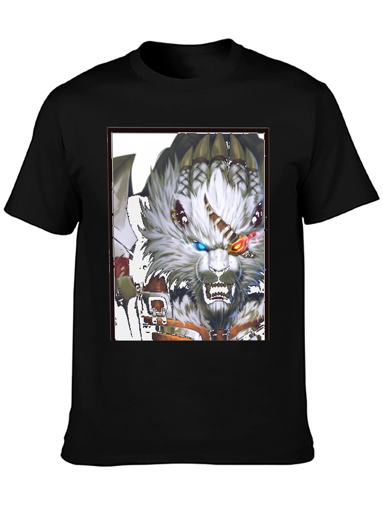Black Bold Graphic Print Tee - Fierce Fantasy Wolf view 3
