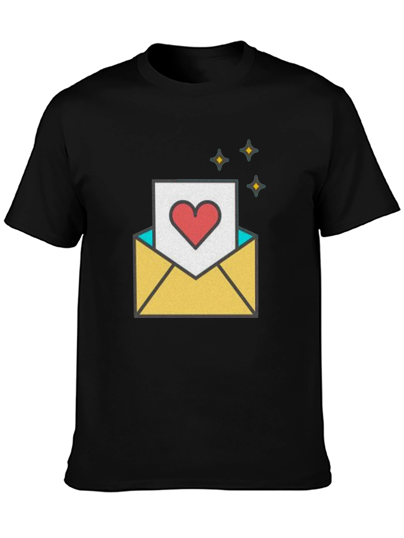 Black Love Letter Graphic T-Shirt - Romantic & Trendy view 3