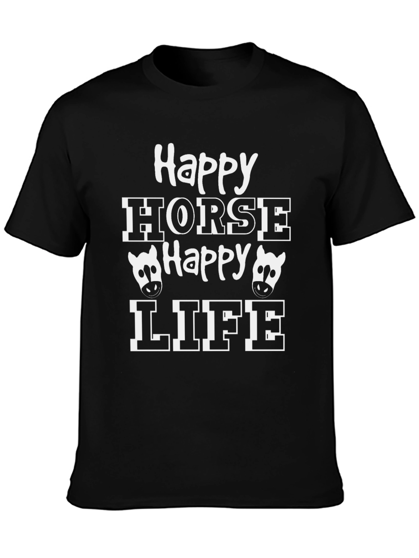Black Happy Horse Happy Life Graphic T-Shirt view 3