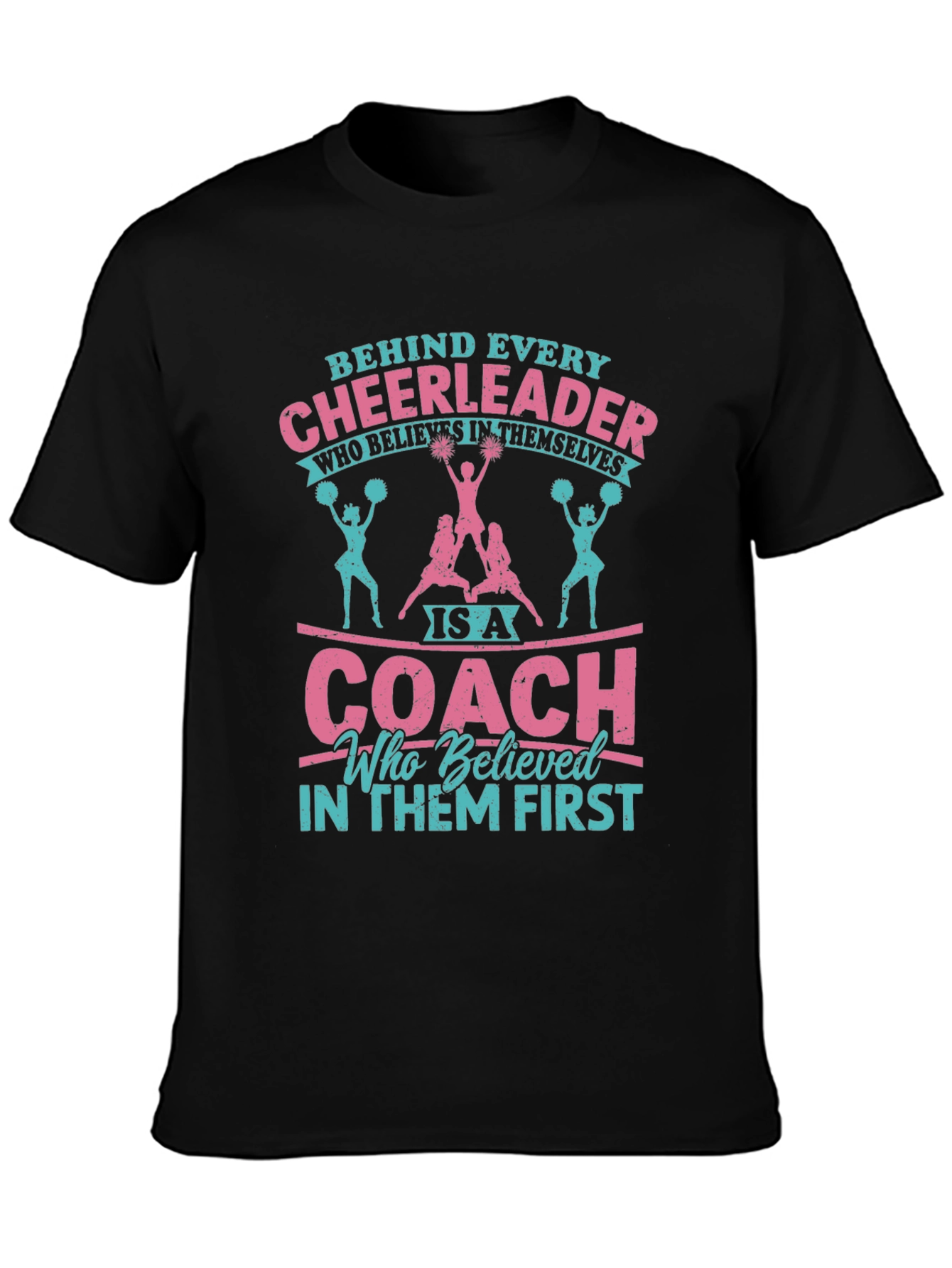 Black Cheerleader Coach Graphic Tee - Black Cotton Blend view 3