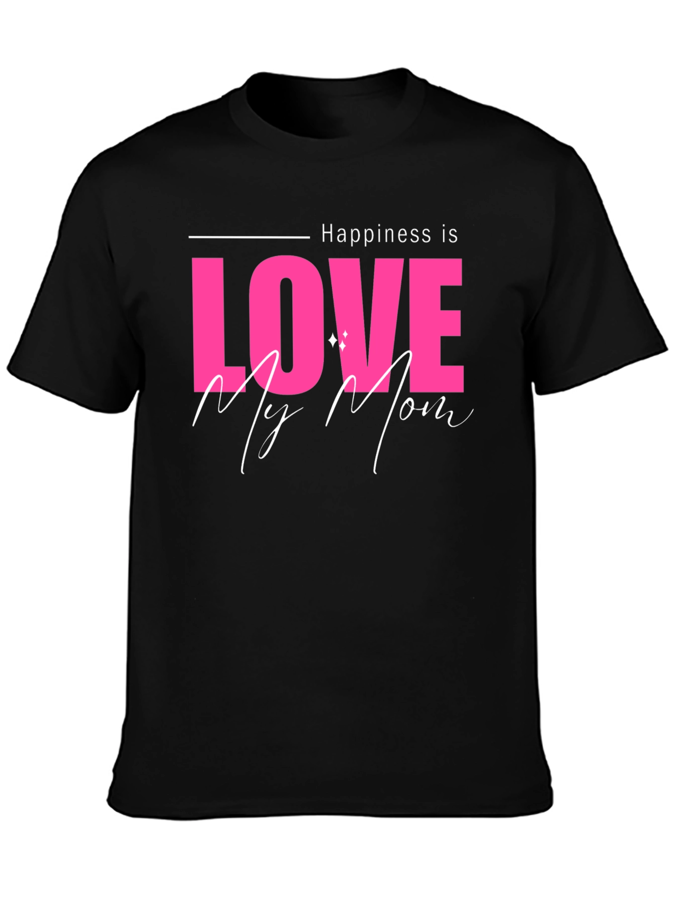 Black Happiness is Love My Mom Black T-Shirt view 3