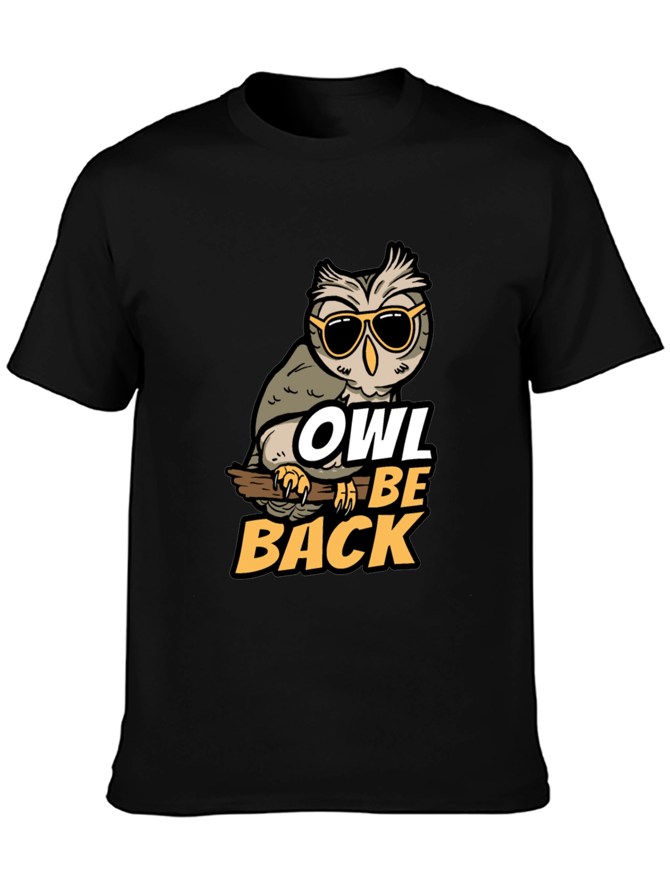 Black Owl Be Back Graphic Tee - Funny Bird Pun T-Shirt view 3