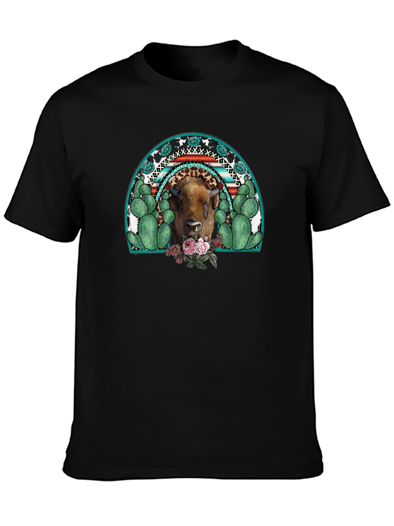 Black Buffalo Rainbow Graphic Tee - Western Style view 3