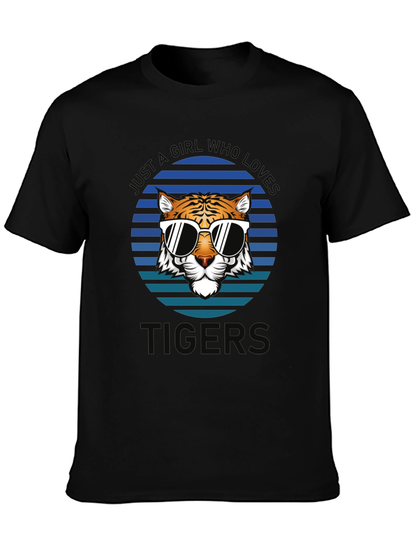 Black Just A Girl Who Loves Tigers T-Shirt view 3