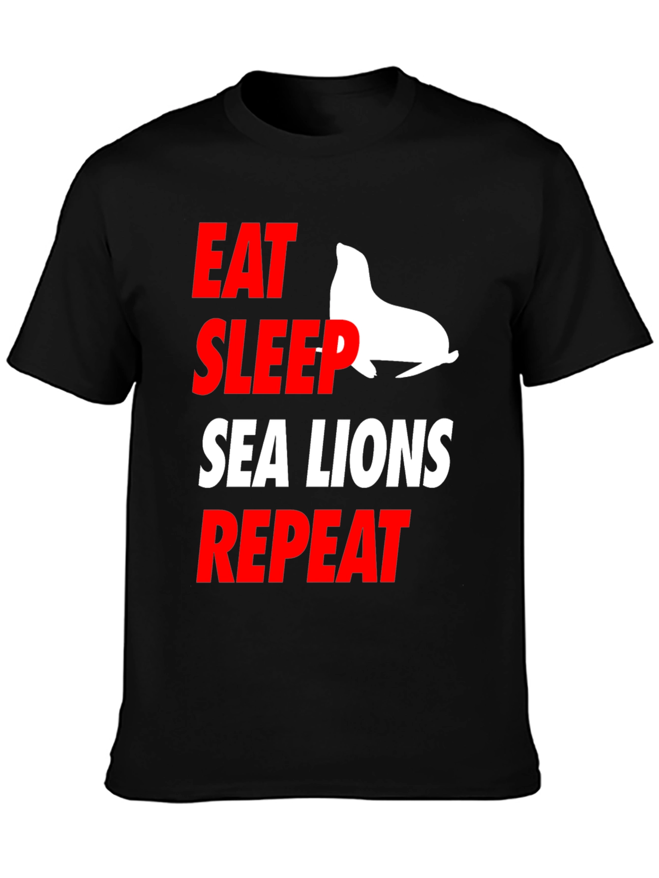 Black Eat Sleep Sea Lions Repeat Graphic Tee view 3