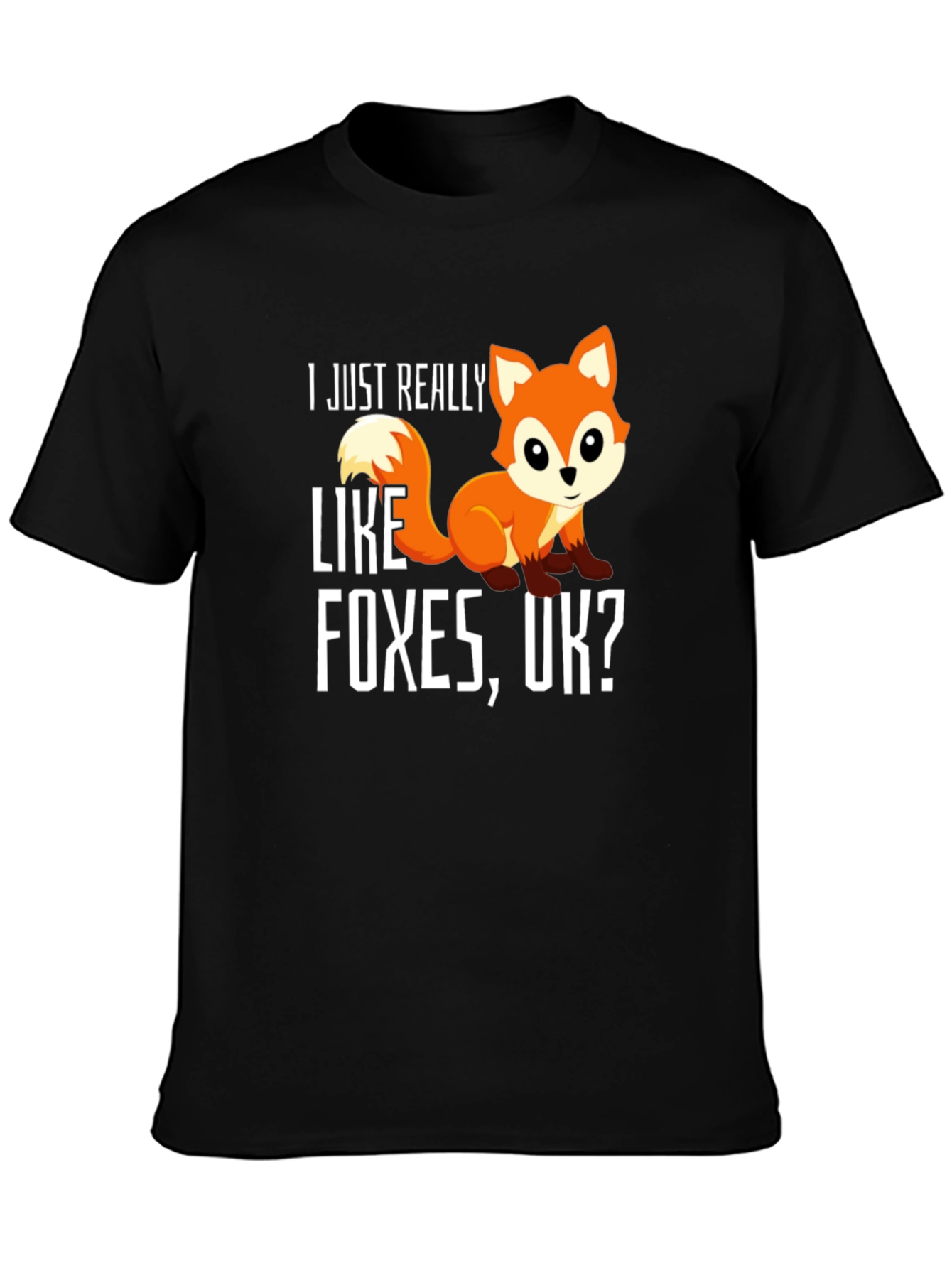 Black I Like Foxes Graphic T-Shirt - Unisex Crew Neck Tee view 3