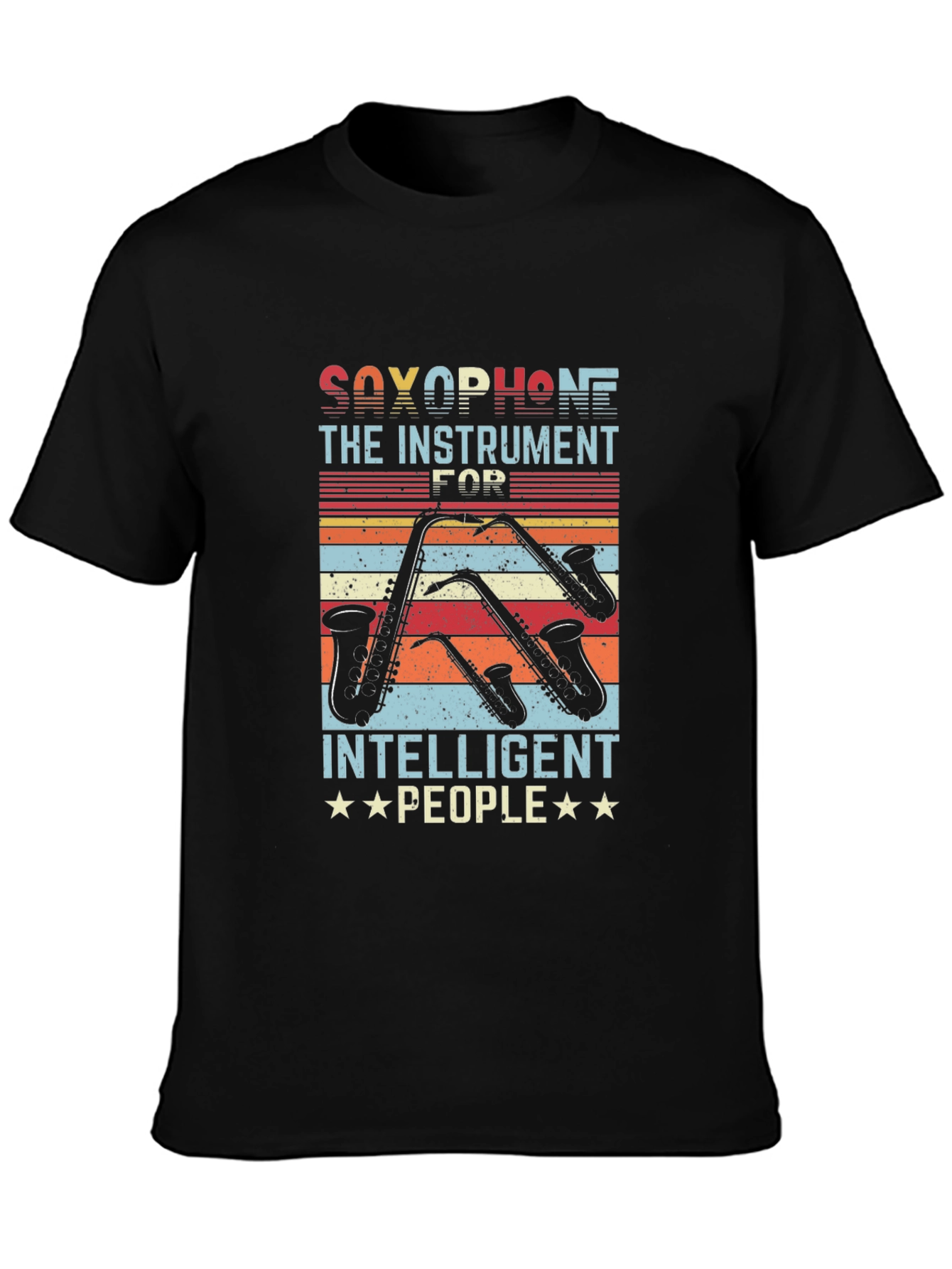 Black Saxophone Player T-Shirt - Instrument for Intelligent People view 3