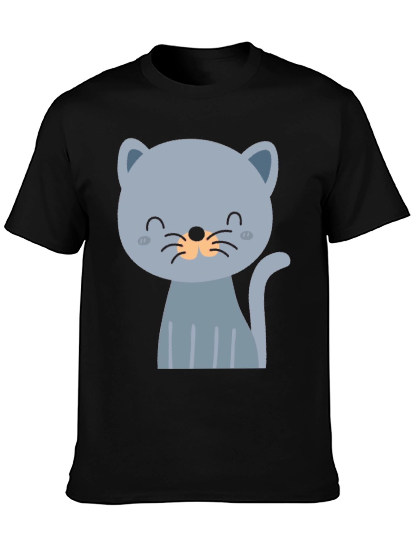 Black Cute Cartoon Cat Graphic T-Shirt view 3