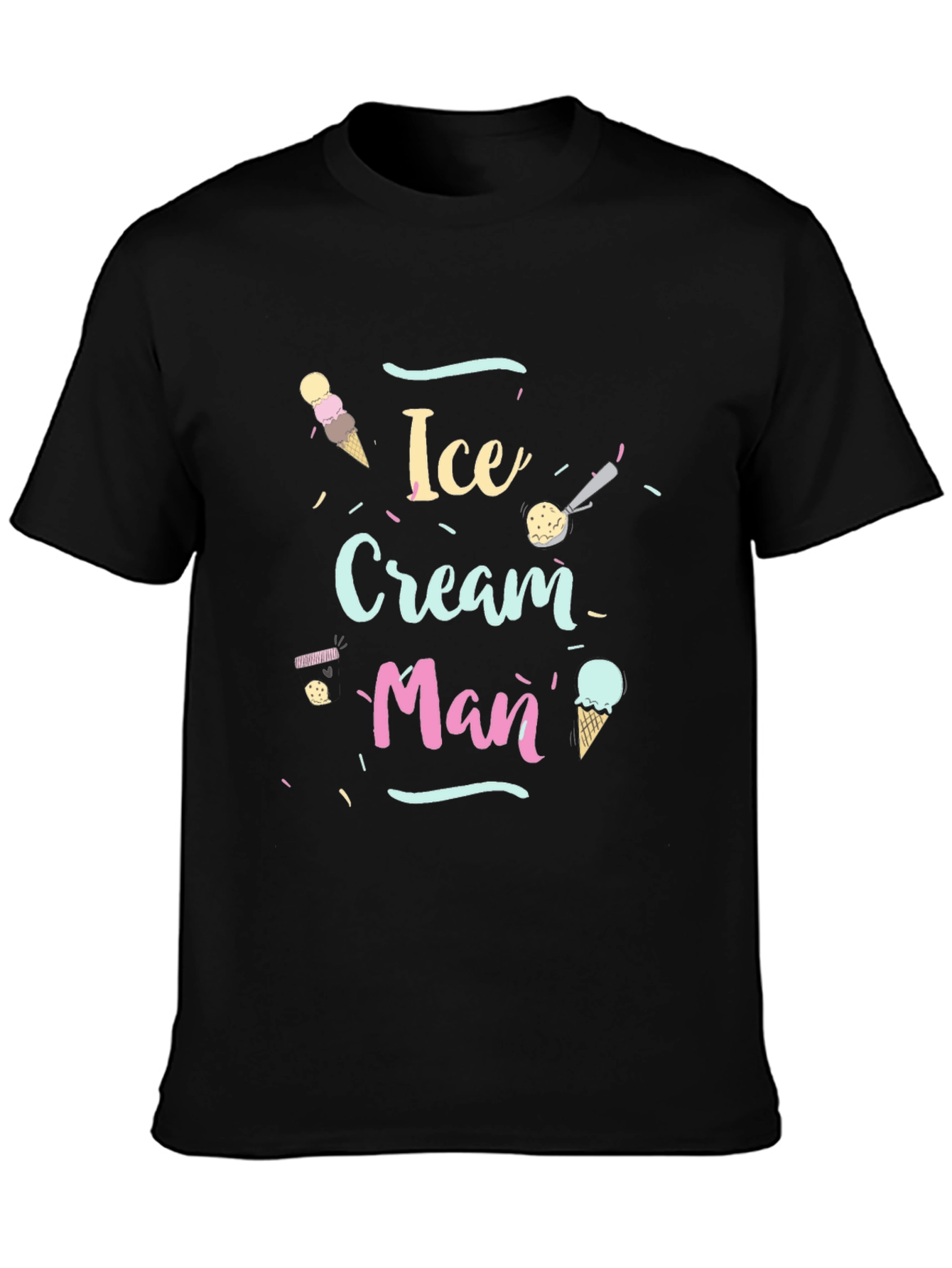 Black Ice Cream Man Graphic Tee - Quirky & Fun T-Shirt view 3