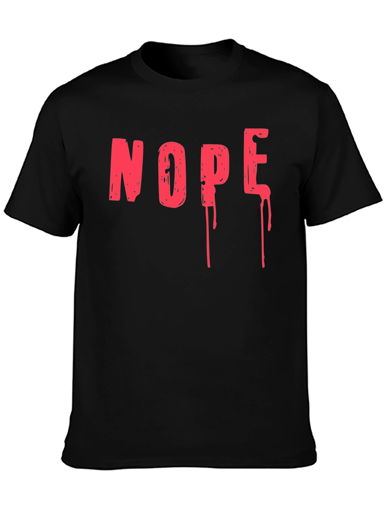 Black Nope Drip Graphic Tee - Black Cotton T-Shirt view 3