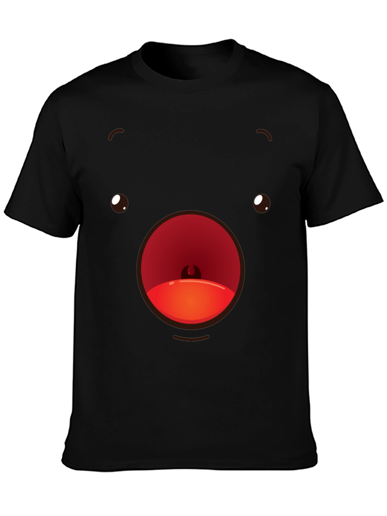 Black Funny Face T-Shirt Black Crew Neck Soft Cotton view 3