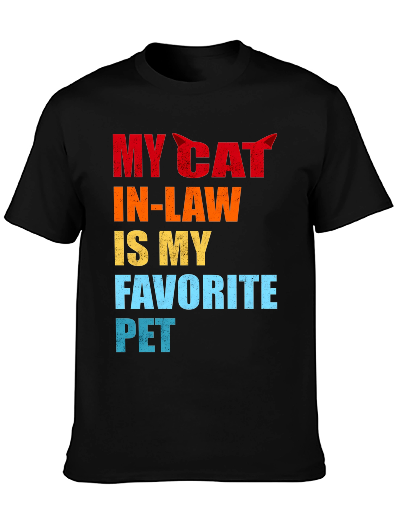 Black My Cat In-Law Favorite Pet Graphic T-Shirt view 3
