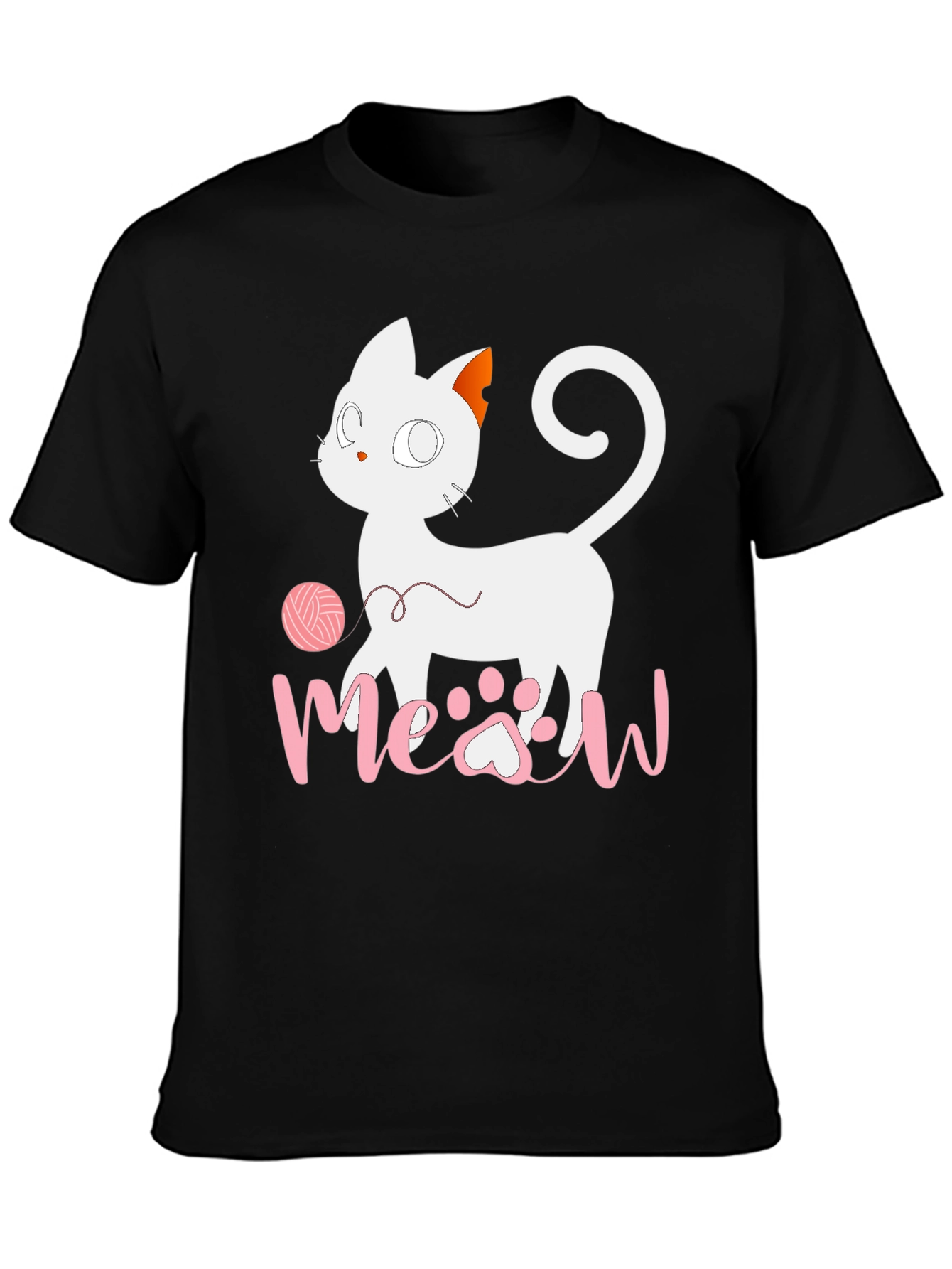 Black Cute Cat Meow T-Shirt - Fun Graphic Tee view 3
