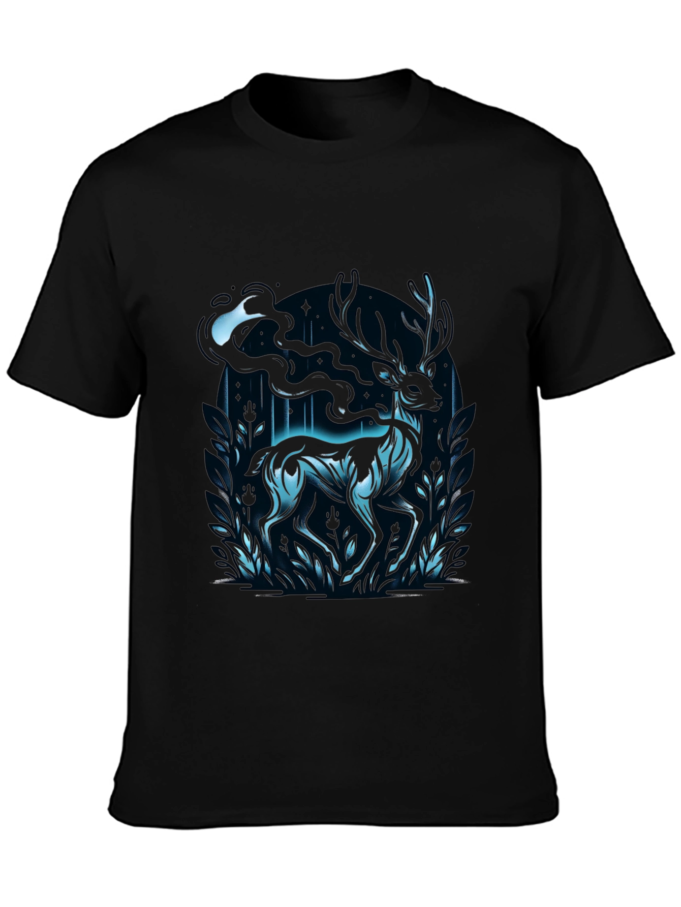 Black Mystic Deer Graphic T-Shirt - Black view 3
