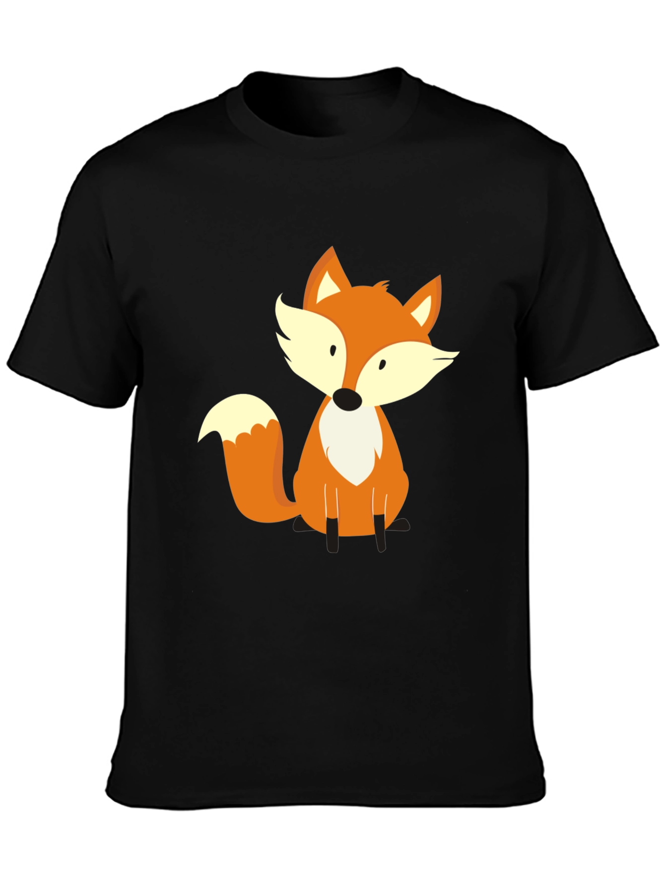 Black Cute Fox Graphic Tee - Soft Black T-Shirt view 3