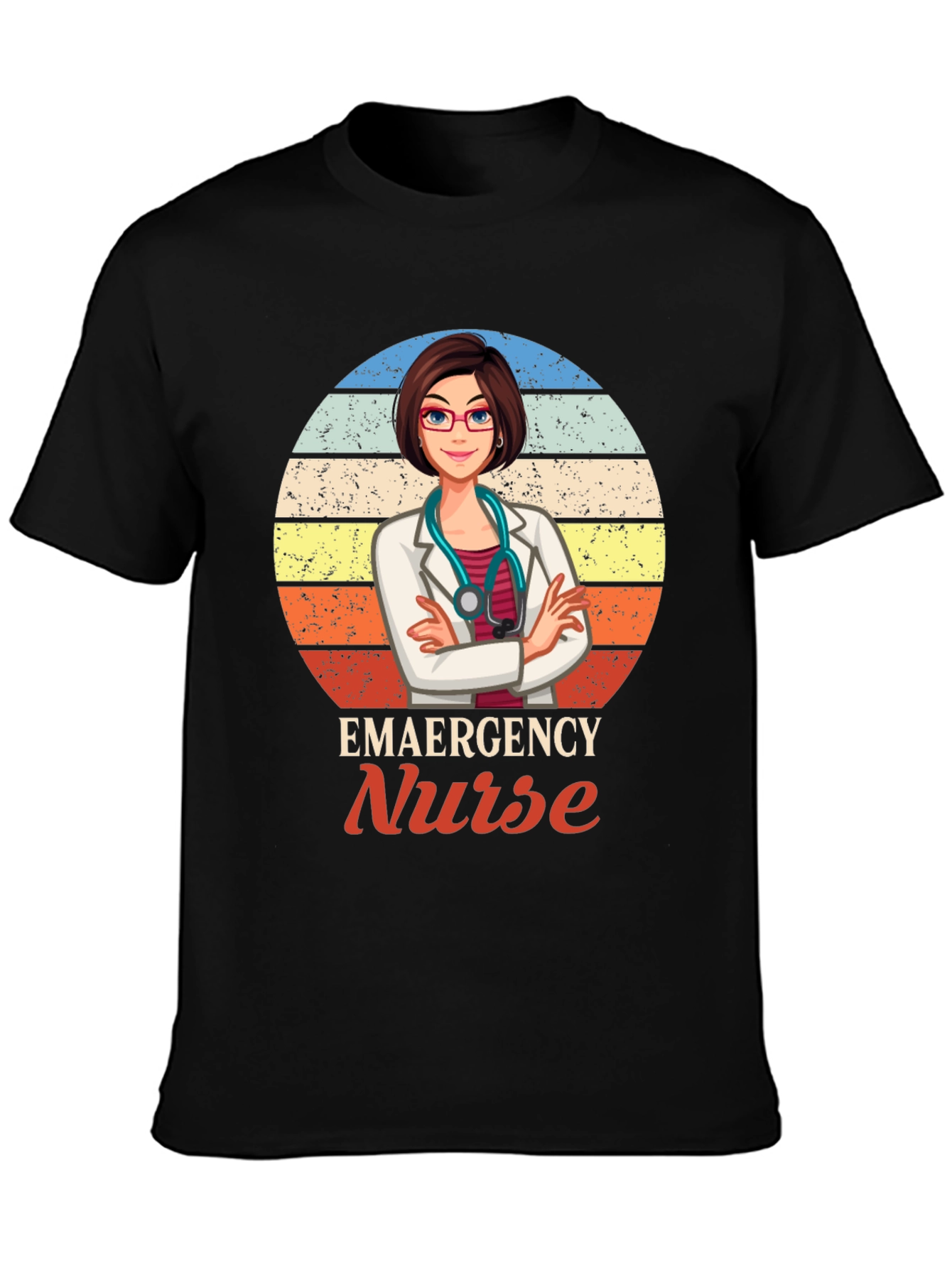 Black Emergency Nurse Graphic T-Shirt view 3