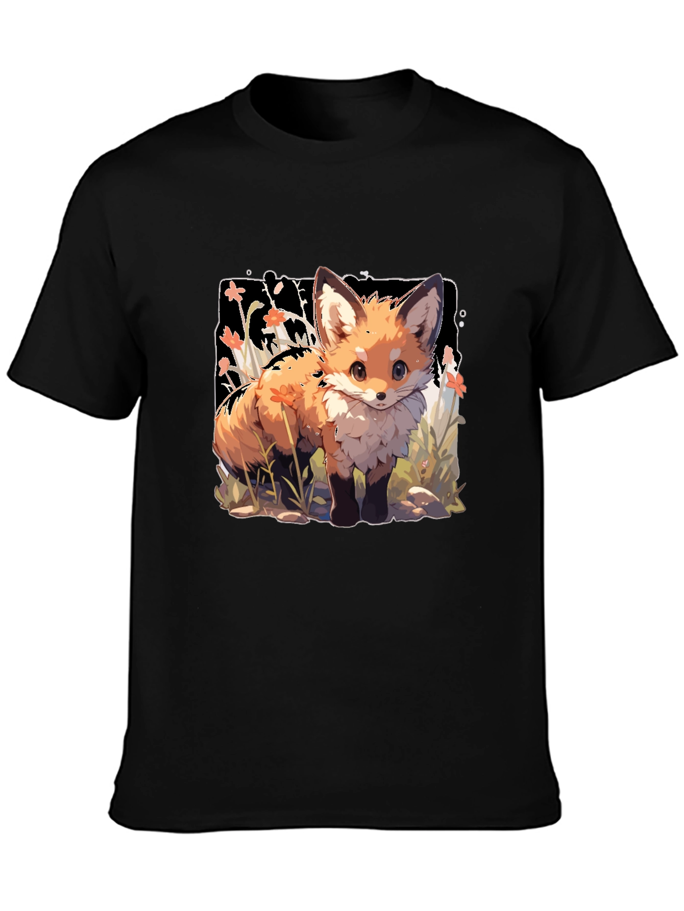 Black Cute Fox Graphic Tee - Stylish Animal Lover Shirt view 3